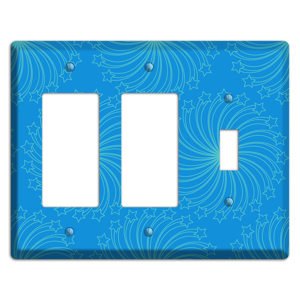 Multi Blue Star Swirl 2 Rocker / Toggle Wallplate