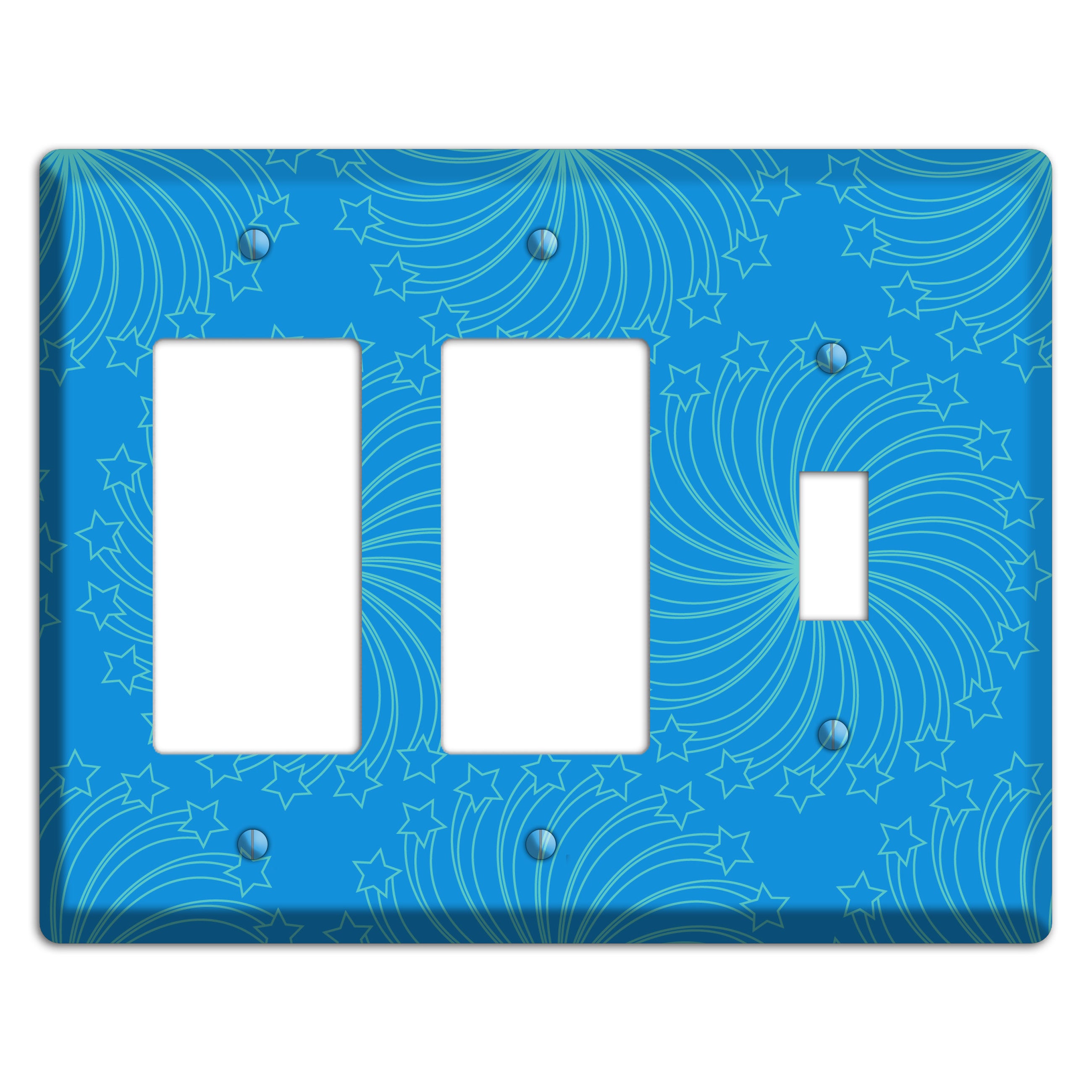 Multi Blue Star Swirl 2 Rocker / Toggle Wallplate