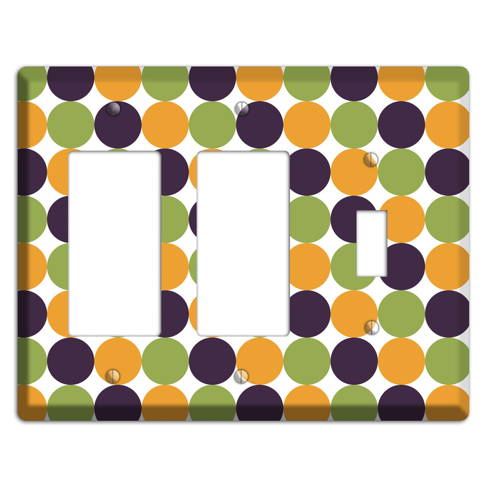 Olive Eggplant Orange Tiled Dots 2 Rocker / Toggle Wallplate