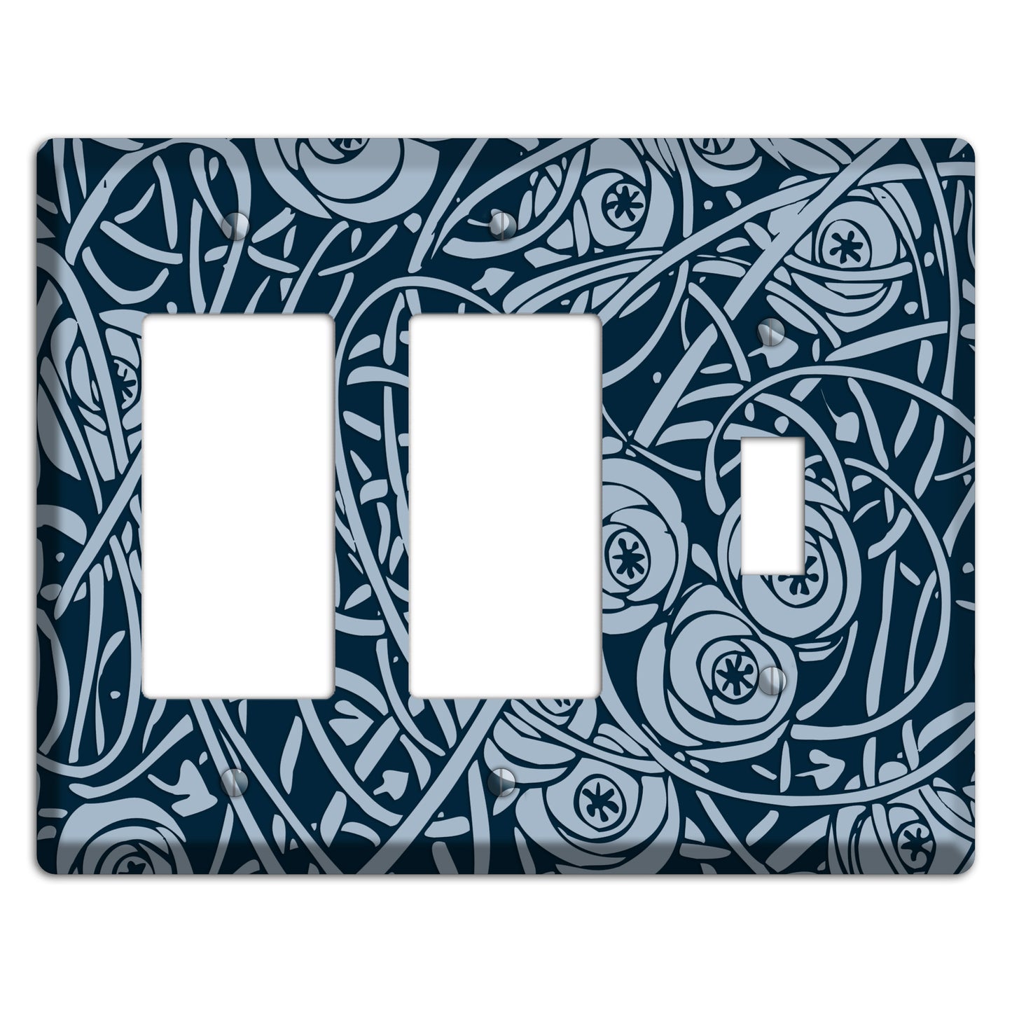 Navy Abstract Floral 2 Rocker / Toggle Wallplate