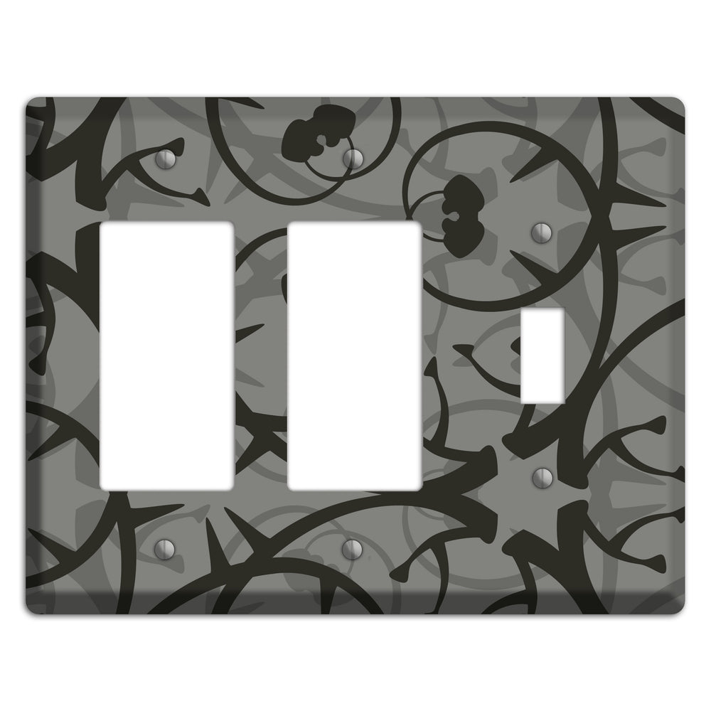 Grey with Black Retro Sprig 2 Rocker / Toggle Wallplate