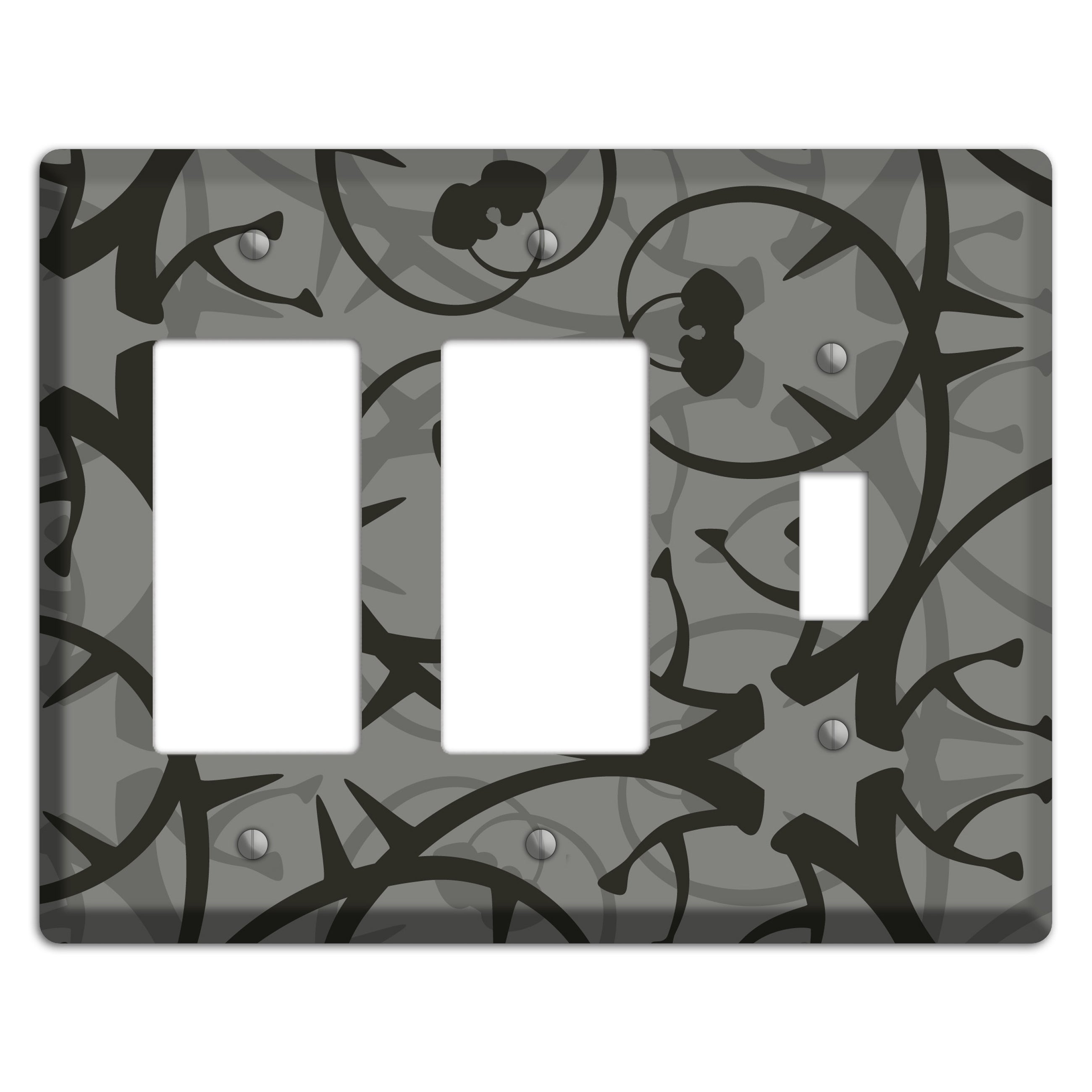 Grey with Black Retro Sprig 2 Rocker / Toggle Wallplate