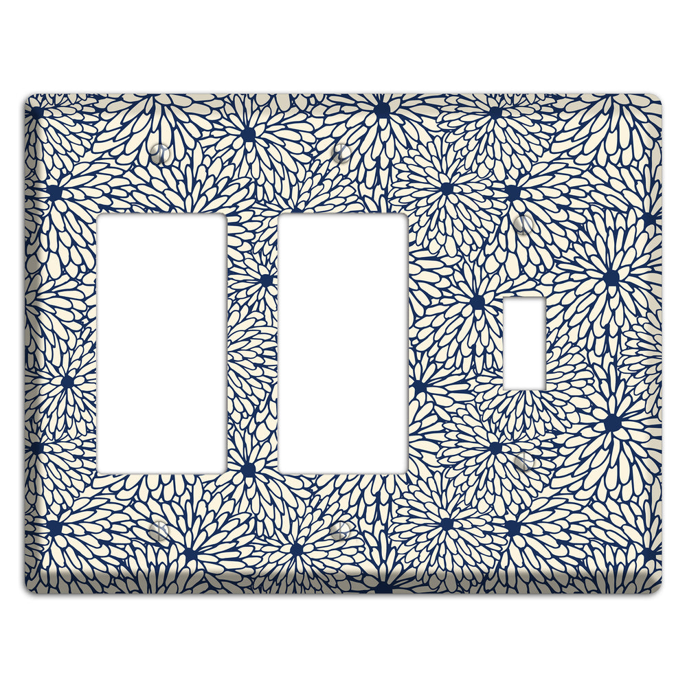 Beige Floral Burst 2 Rocker / Toggle Wallplate