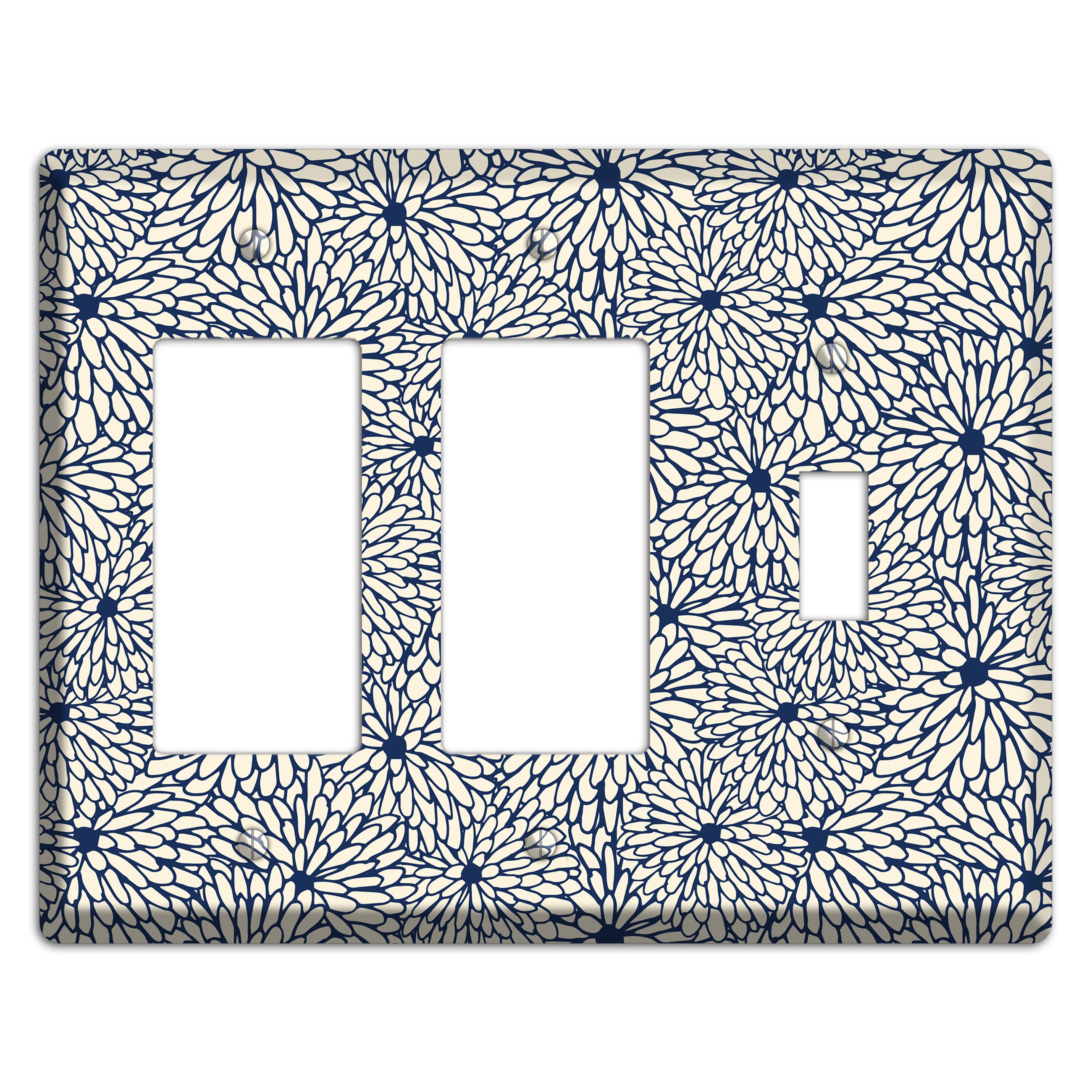 Beige Floral Burst 2 Rocker / Toggle Wallplate
