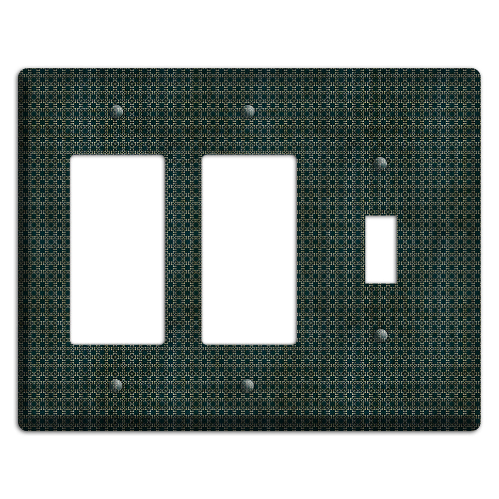 Dark Green Grunge Tiny Arabesque 2 Rocker / Toggle Wallplate