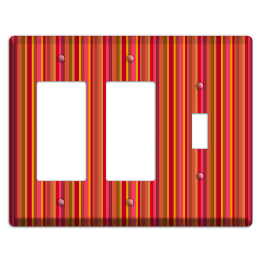 Multi Red Vertical Stripes 2 Rocker / Toggle Wallplate