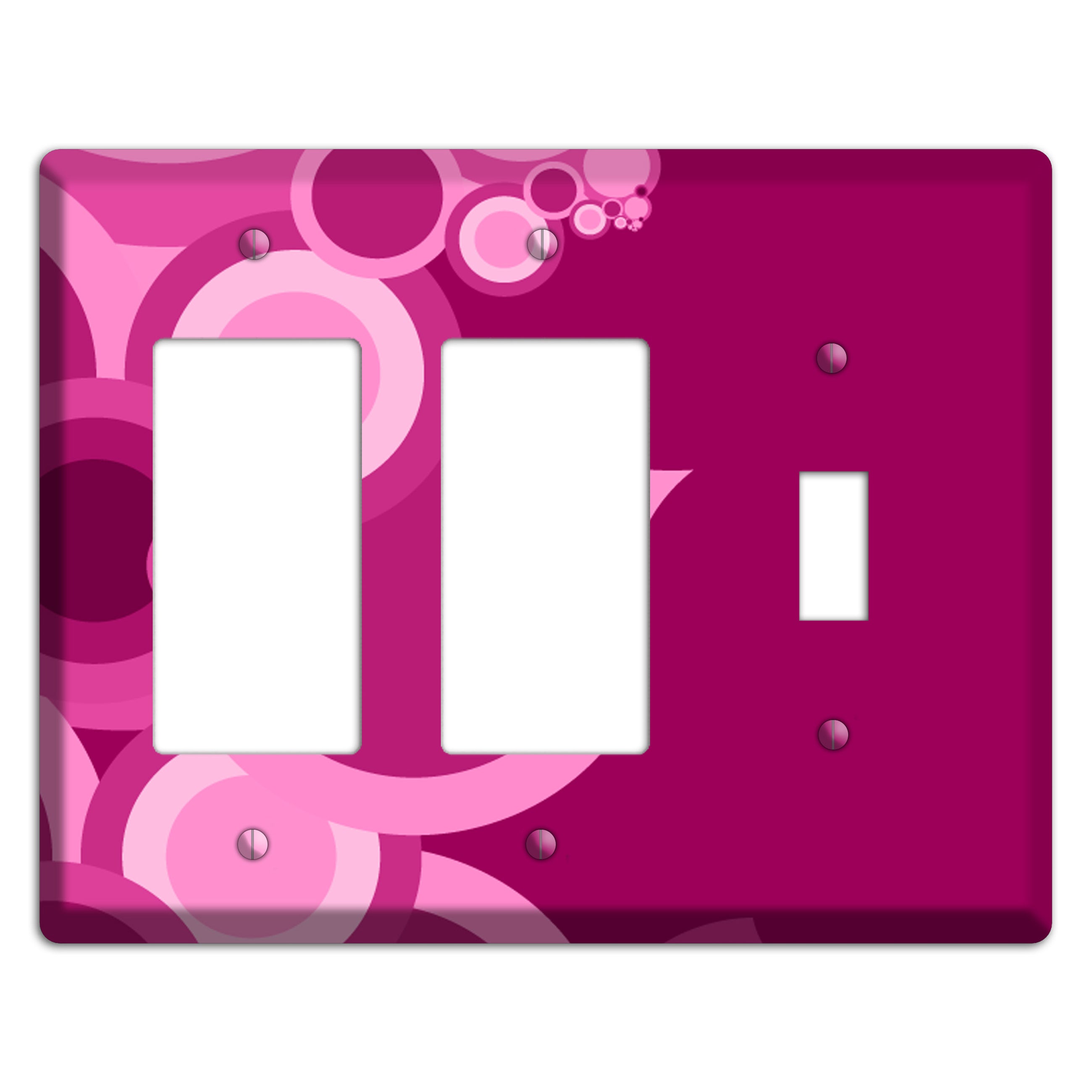 Pink and Fuschia Circles 2 Rocker / Toggle Wallplate