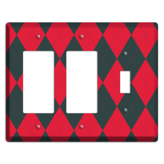 Red and Black Argyle 2 Rocker / Toggle Wallplate