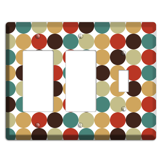 Brown Jade Beige Maroon Tiled Dots 2 Rocker / Toggle Wallplate