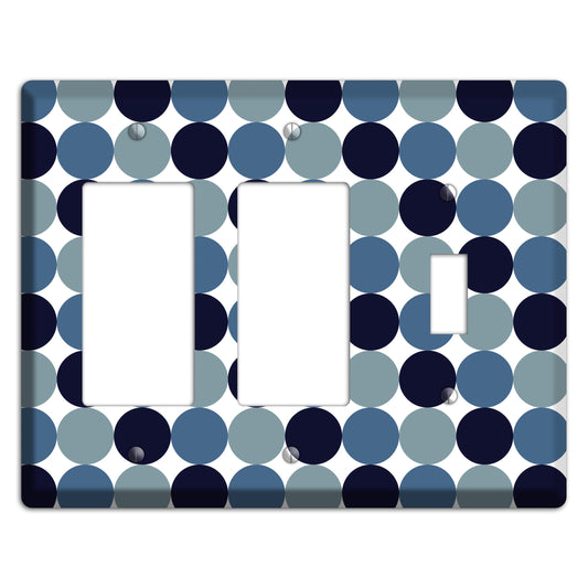 Multi Dusty Blue Tiled Dots 2 Rocker / Toggle Wallplate