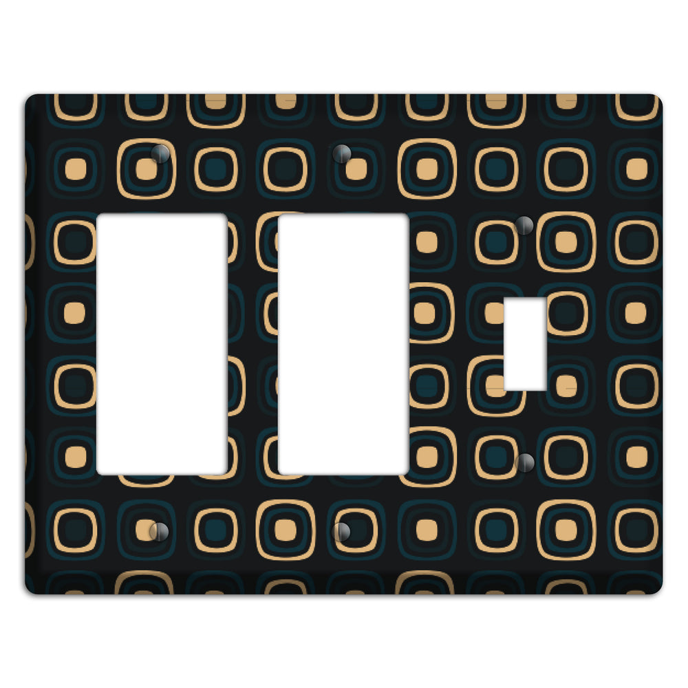 Black and Yellow Rounded Squares 2 Rocker / Toggle Wallplate