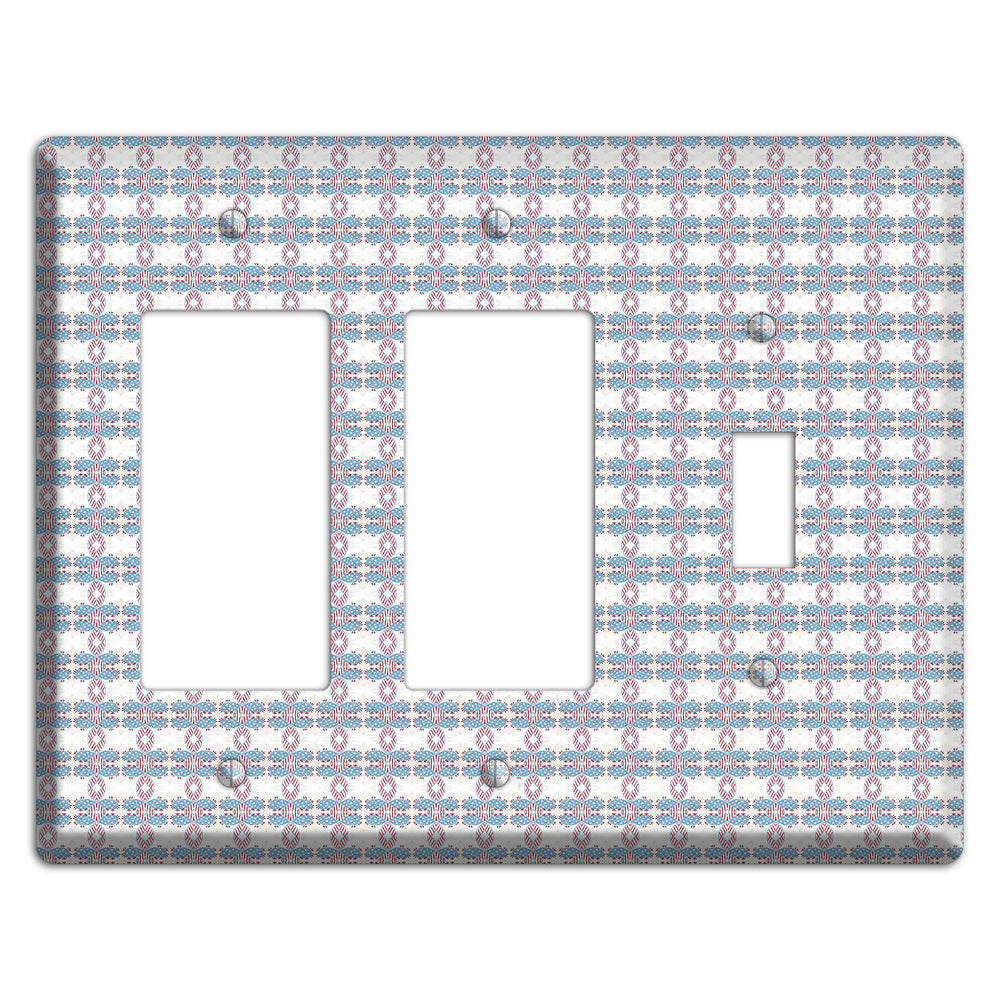 White with Faded Blue and Red Tapestry 2 Rocker / Toggle Wallplate