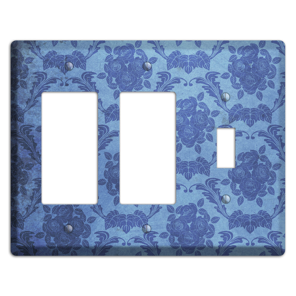 Polo Blue Vintage Rose Damask 2 Rocker / Toggle Wallplate