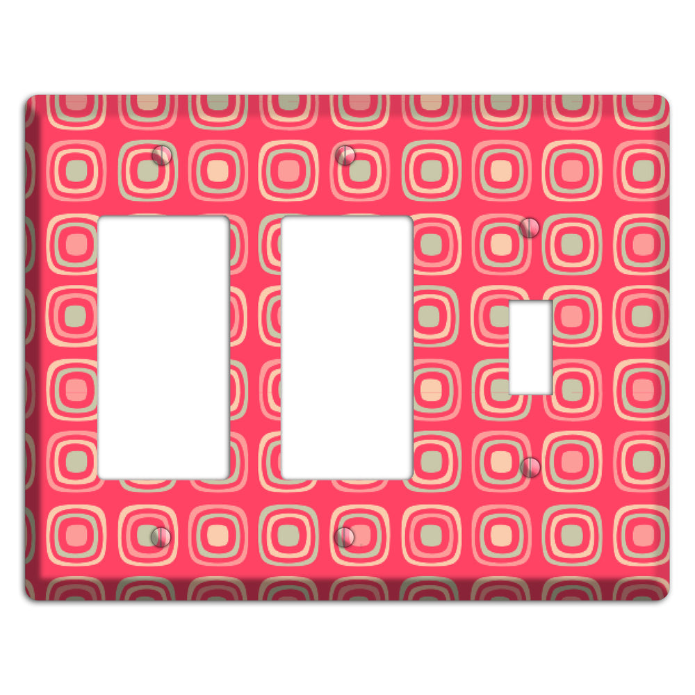 Multo Pink Retro Squares 2 Rocker / Toggle Wallplate