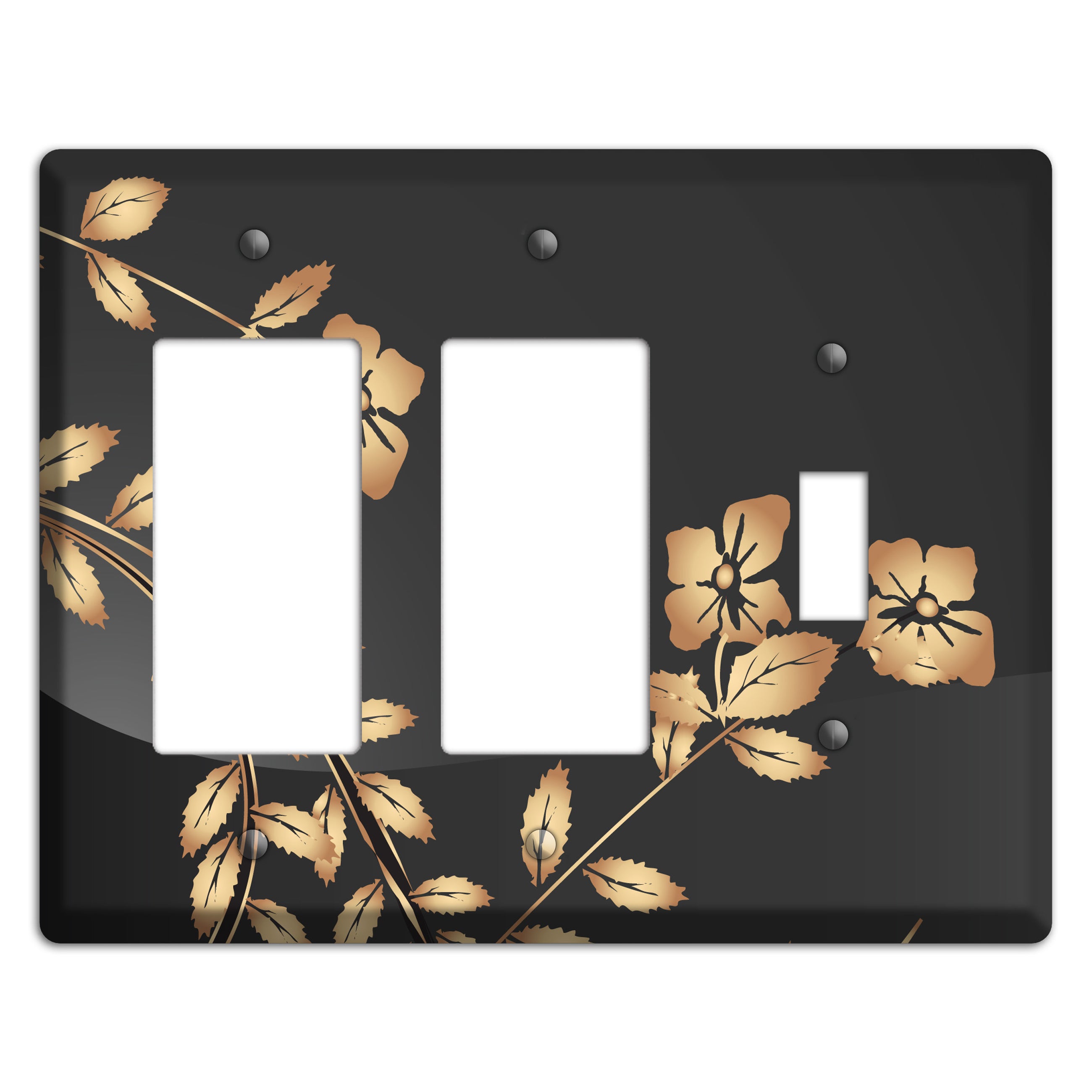 Black Sprig 2 Rocker / Toggle Wallplate