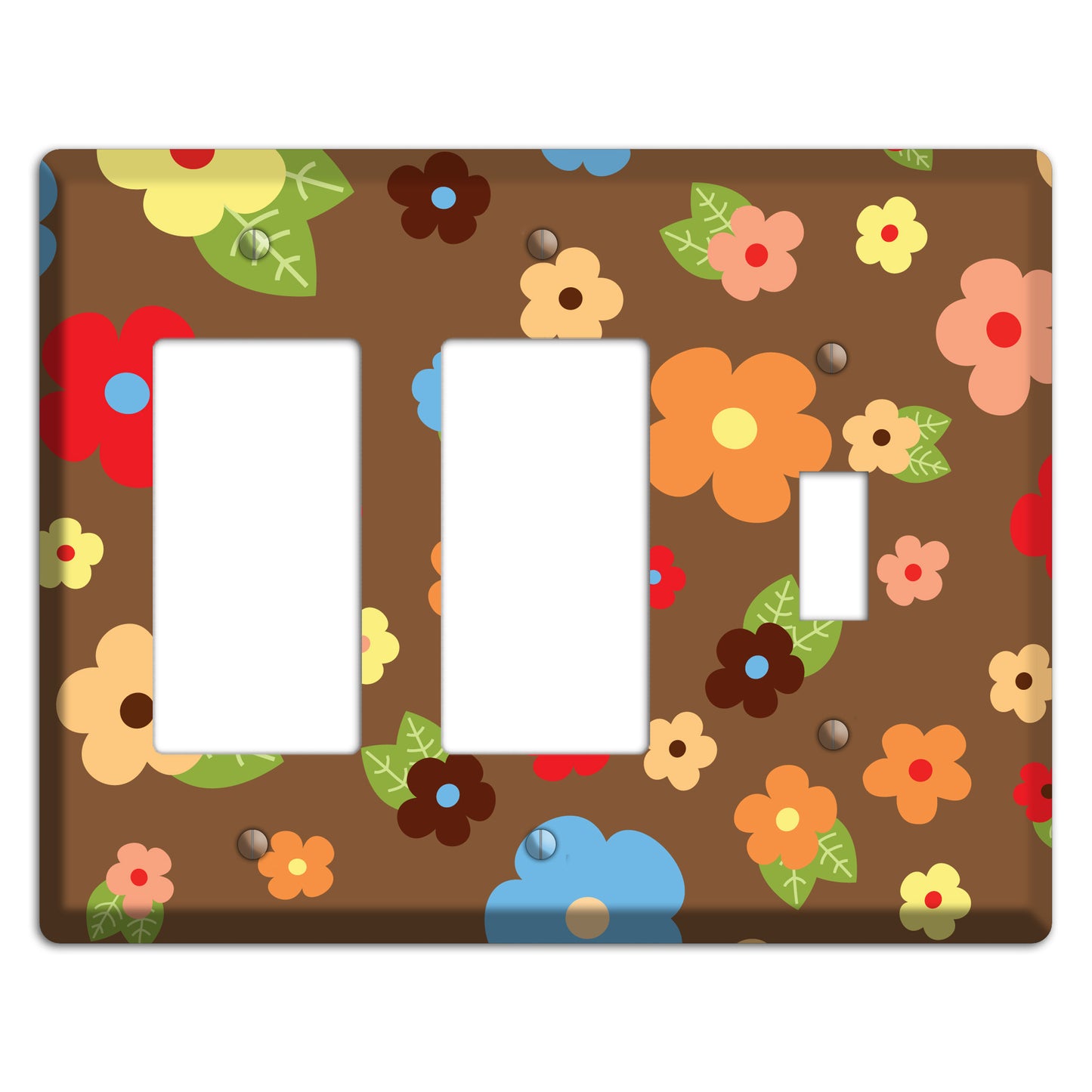 Brown Delicate Flowers 2 Rocker / Toggle Wallplate