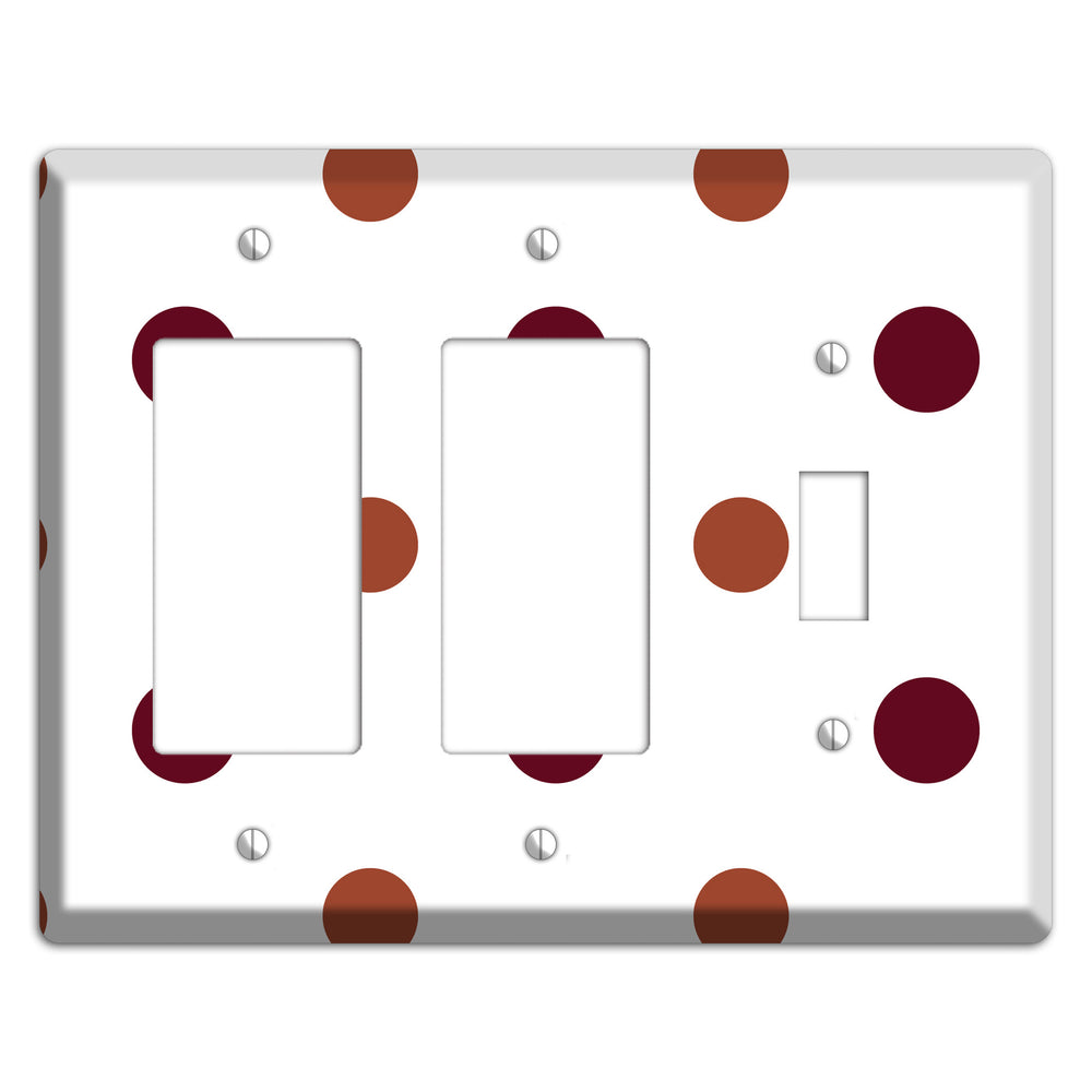 Multi Brown Medium Polka Dots 2 Rocker / Toggle Wallplate