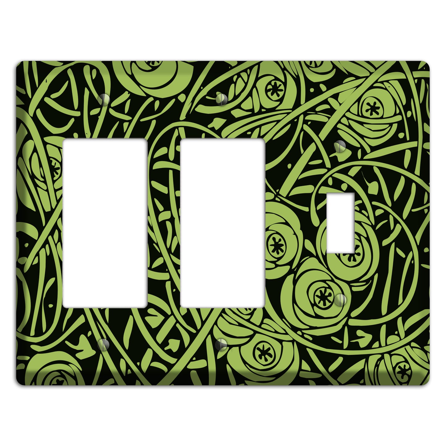 Green Deco Floral 2 Rocker / Toggle Wallplate