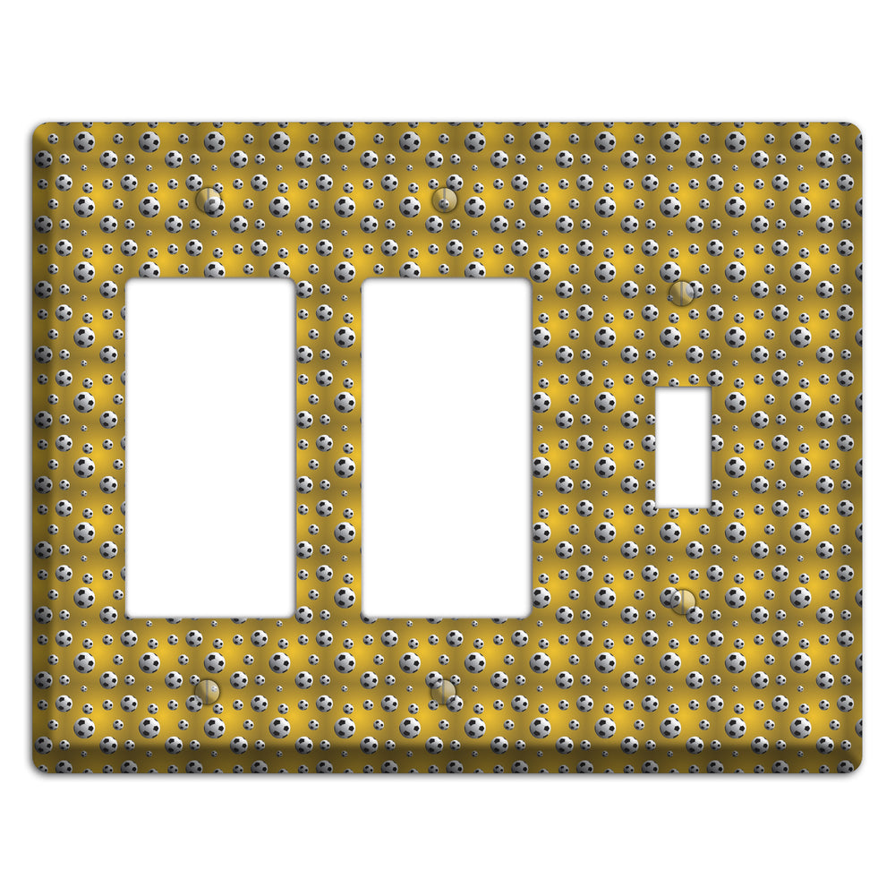 Yellow with Soccer Balls 2 Rocker / Toggle Wallplate