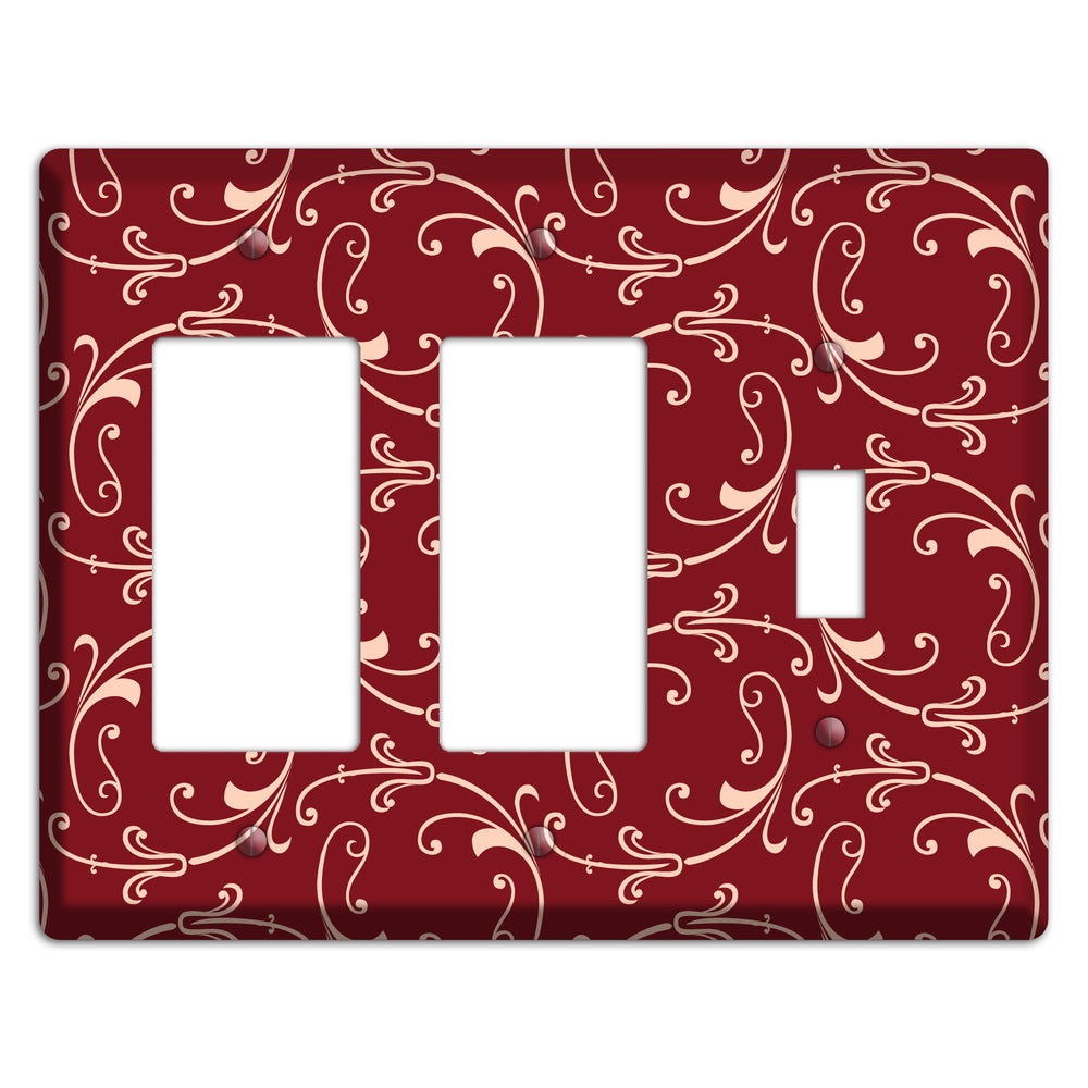 Burgundy Victorian Sprig 2 Rocker / Toggle Wallplate