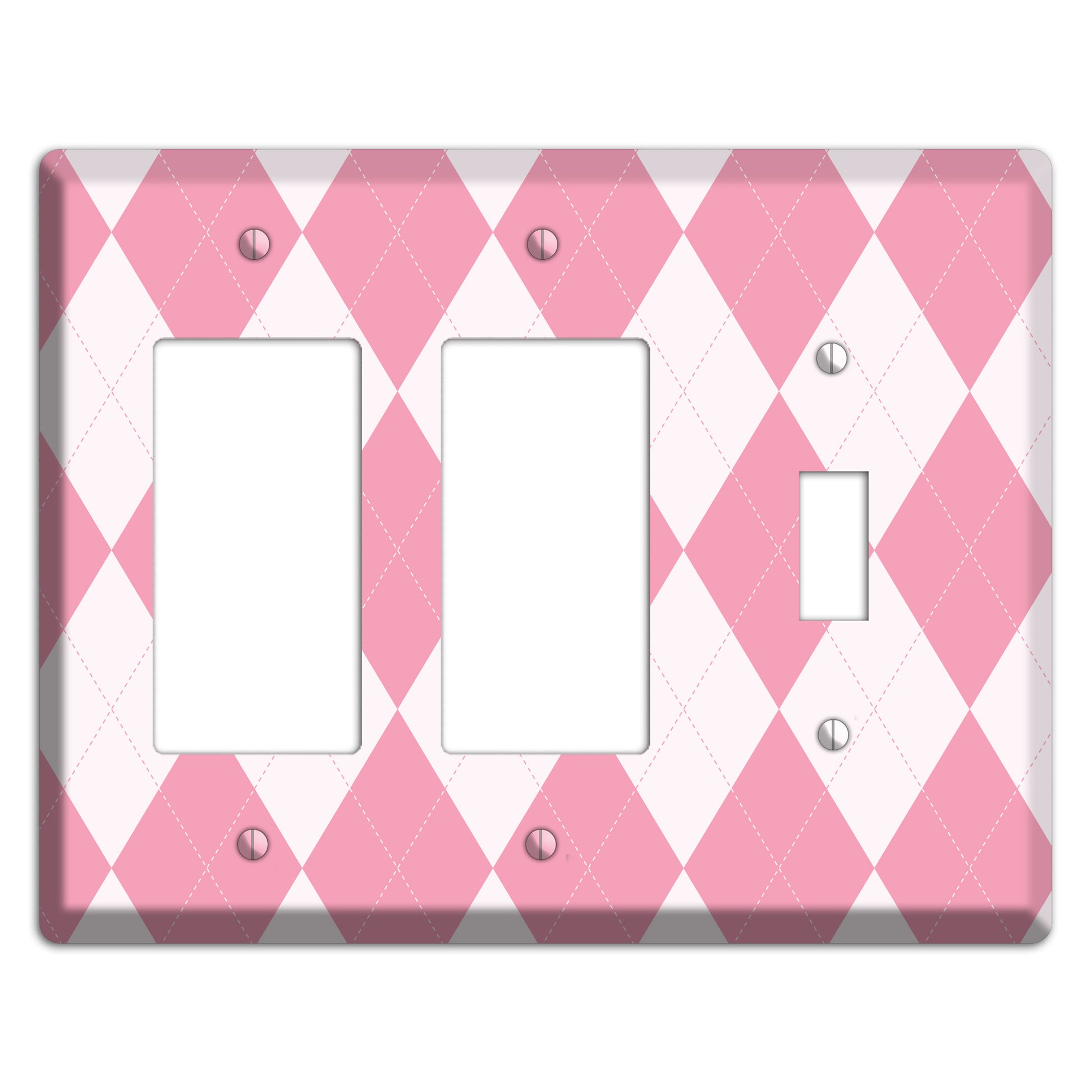 Pink Argyle 2 Rocker / Toggle Wallplate