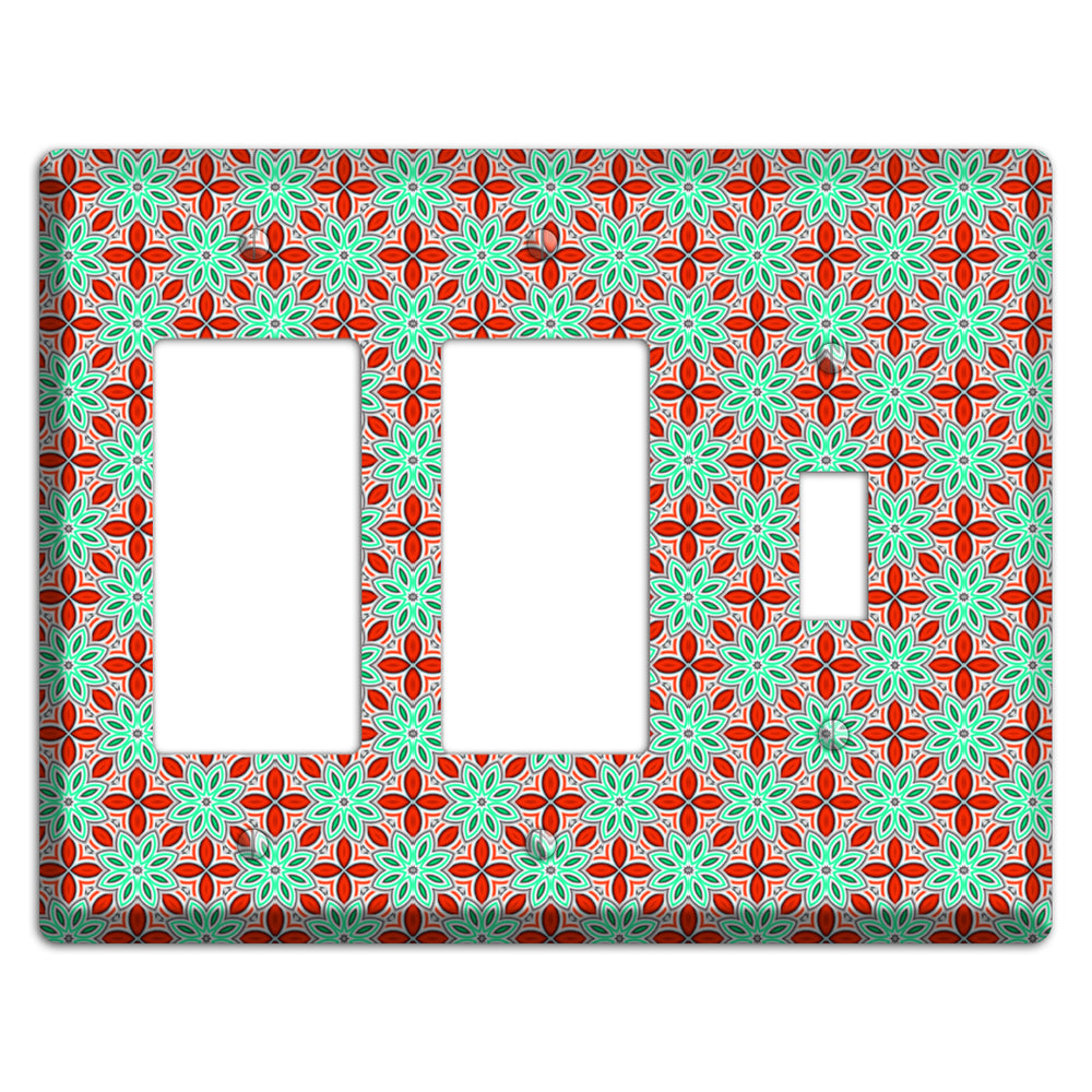 Green and Red Foulard 2 Rocker / Toggle Wallplate