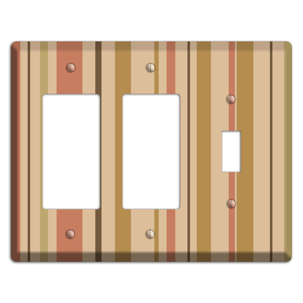 Multi Dusty Pink Vertical Stripes 2 Rocker / Toggle Wallplate