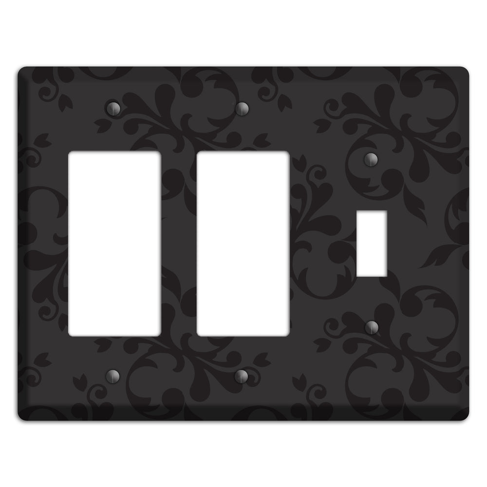 Black Victorian Toile 2 Rocker / Toggle Wallplate