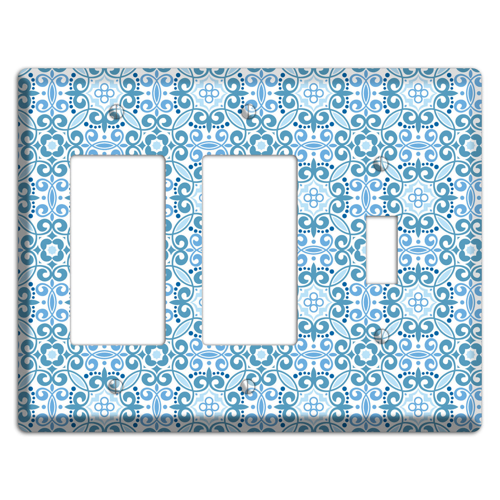 Multi Blue Foulard 2 Rocker / Toggle Wallplate