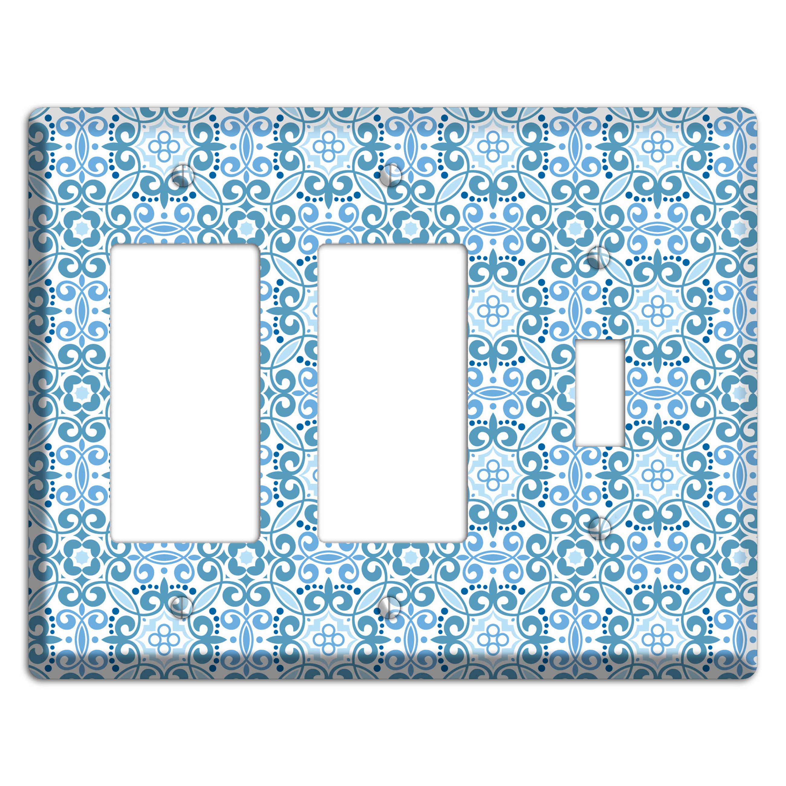 Multi Blue Foulard 2 Rocker / Toggle Wallplate