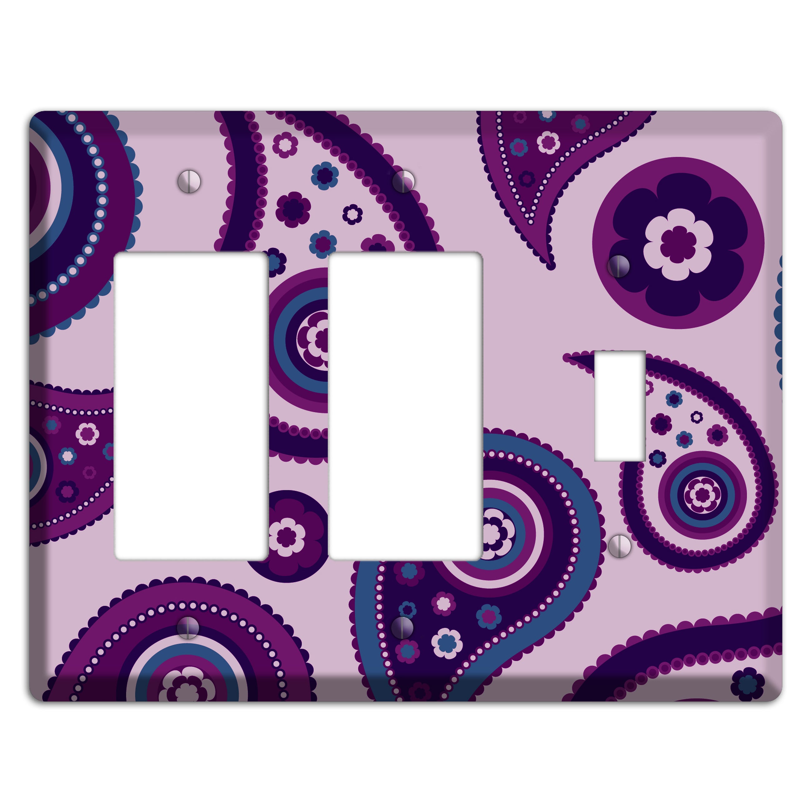 Light Purple Pailsey 2 Rocker / Toggle Wallplate