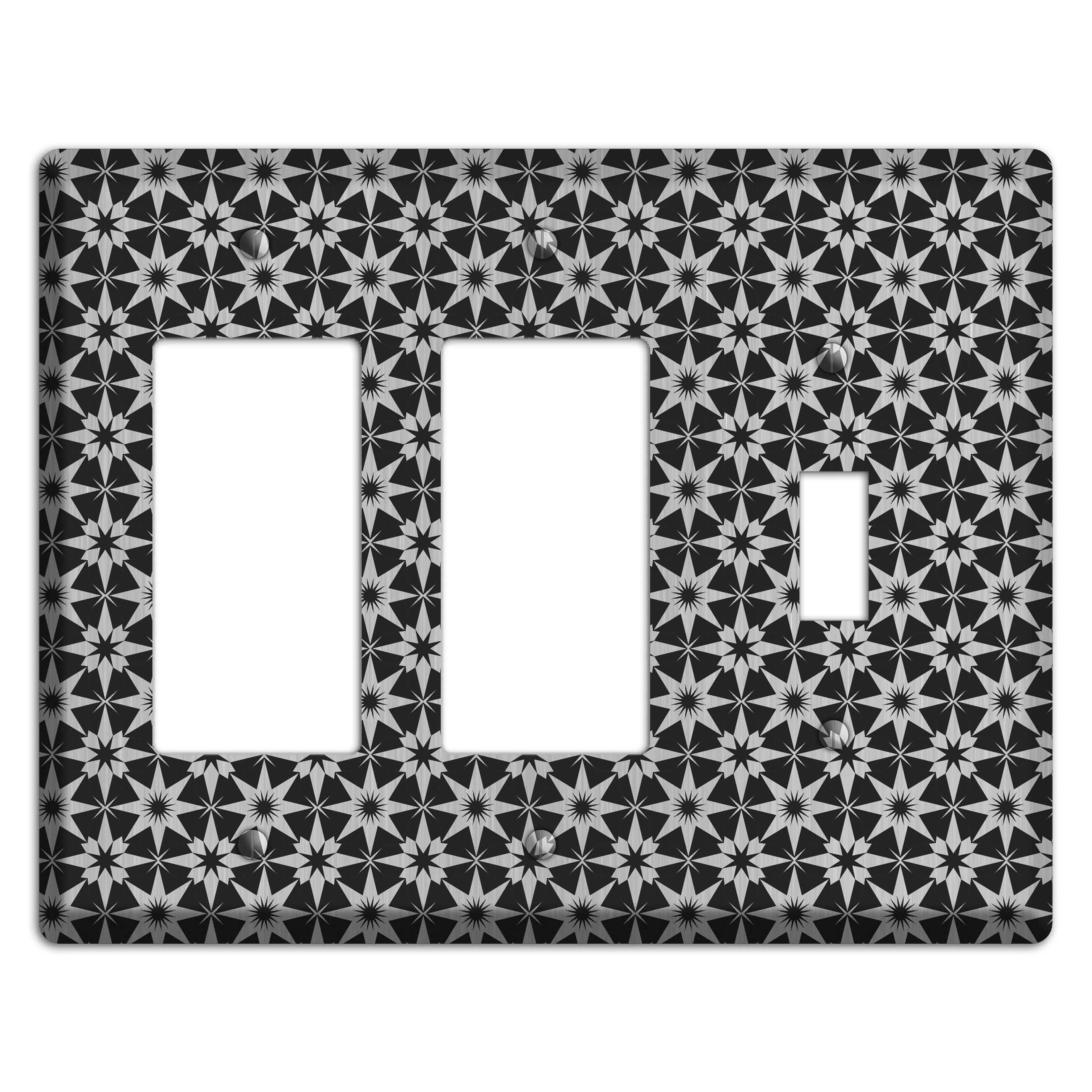 Black with Stainless Foulard 2 Rocker / Toggle Wallplate