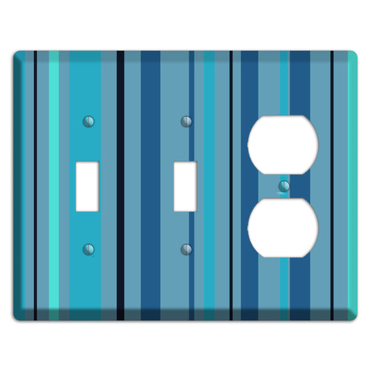 Multi Turquoise Vertical Stripe 2 Toggle / Duplex Wallplate