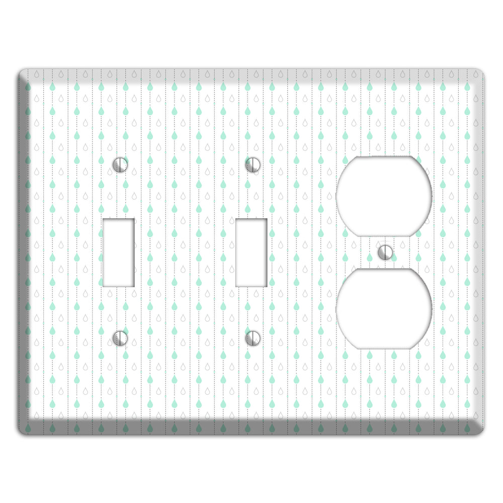 White and Blue Drops 2 2 Toggle / Duplex Wallplate