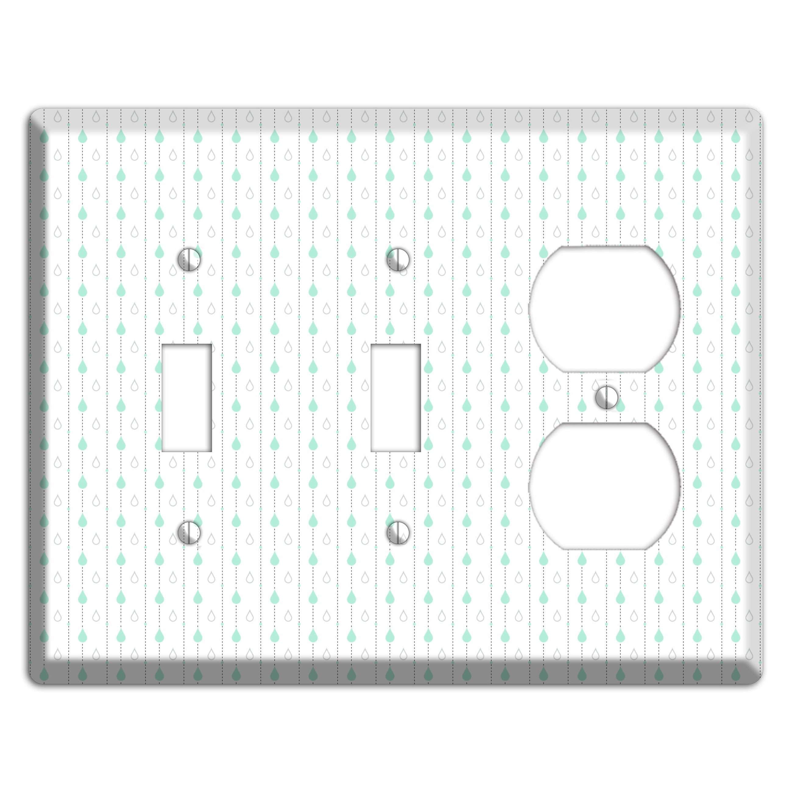 White and Blue Drops 2 2 Toggle / Duplex Wallplate