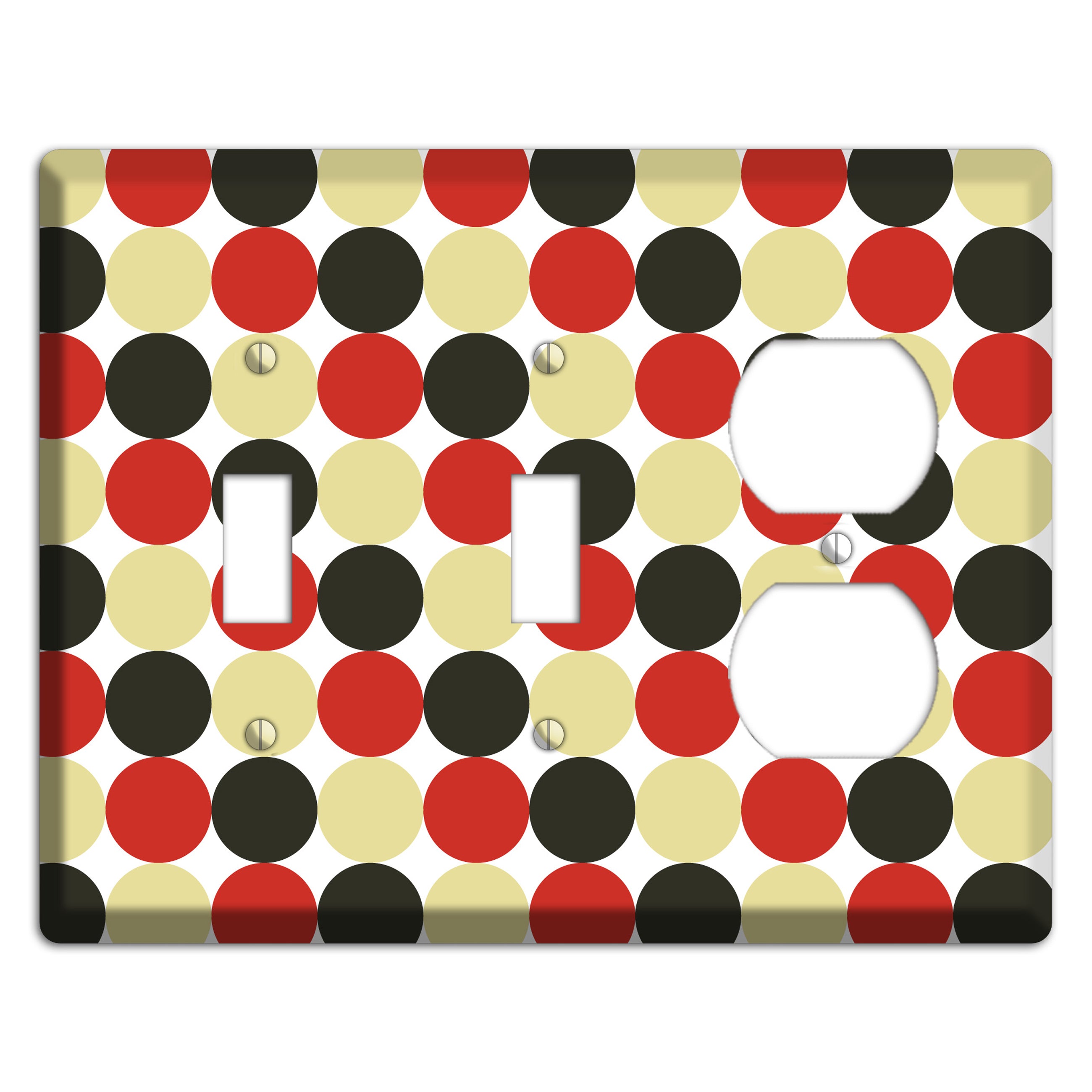 Beige Red Black Tiled Dots 2 Toggle / Duplex Wallplate