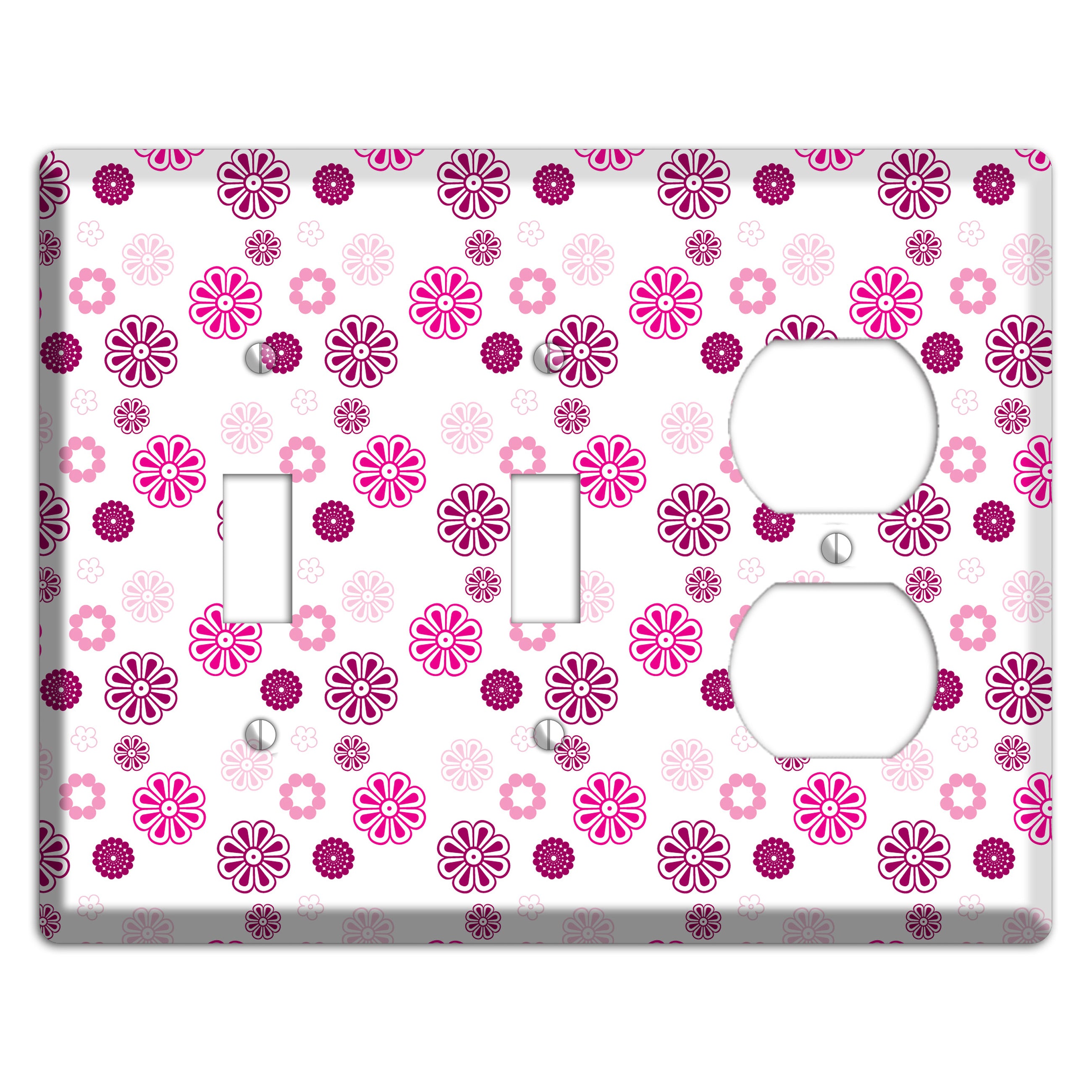 Maroon and Pink Retro Floral 2 Toggle / Duplex Wallplate