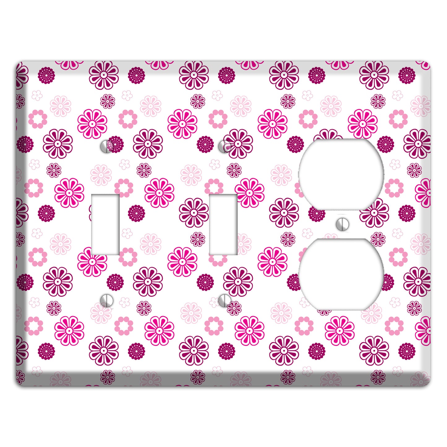 Maroon and Pink Retro Floral 2 Toggle / Duplex Wallplate