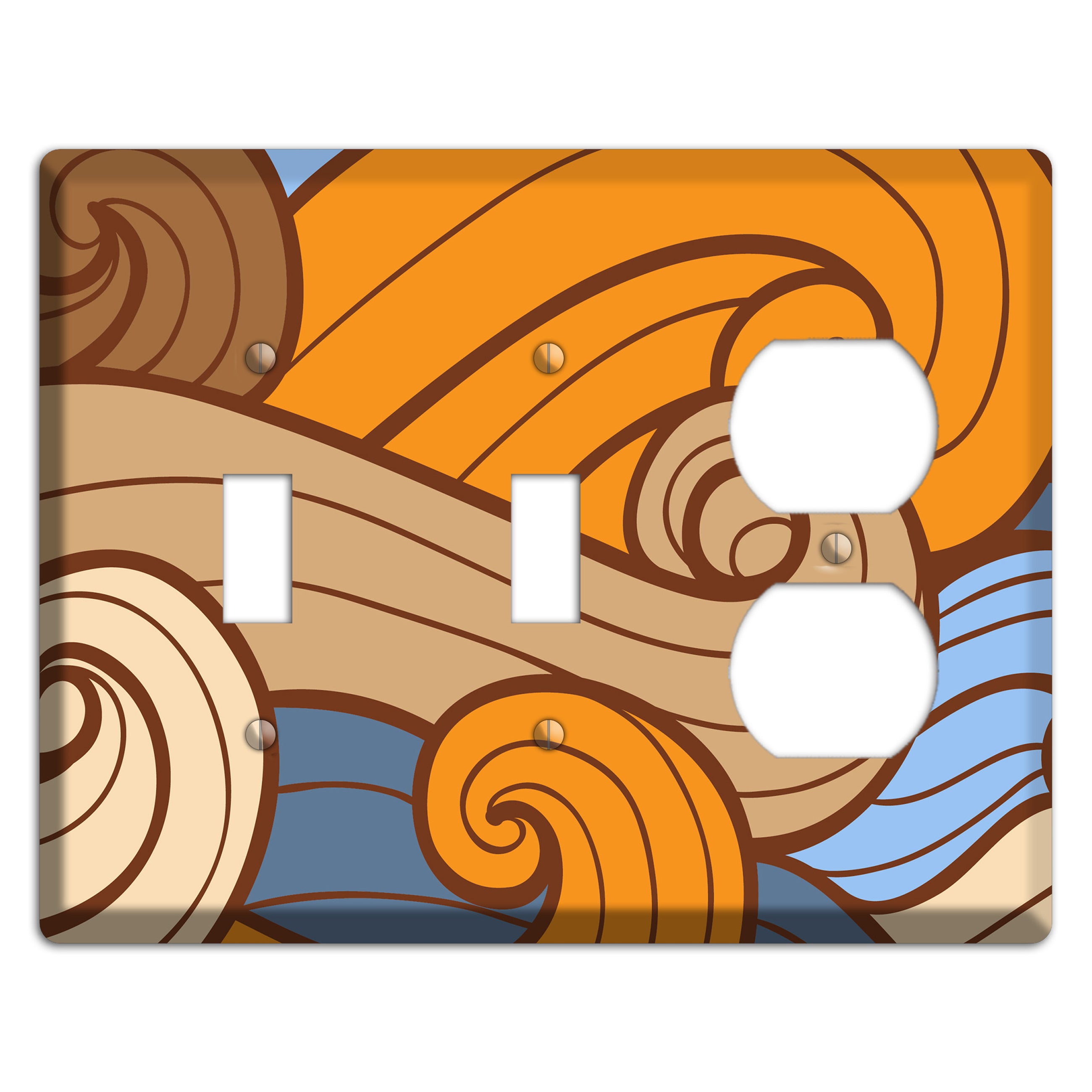 Abstract Curl Blue & Cream 2 Toggle / Duplex Wallplate
