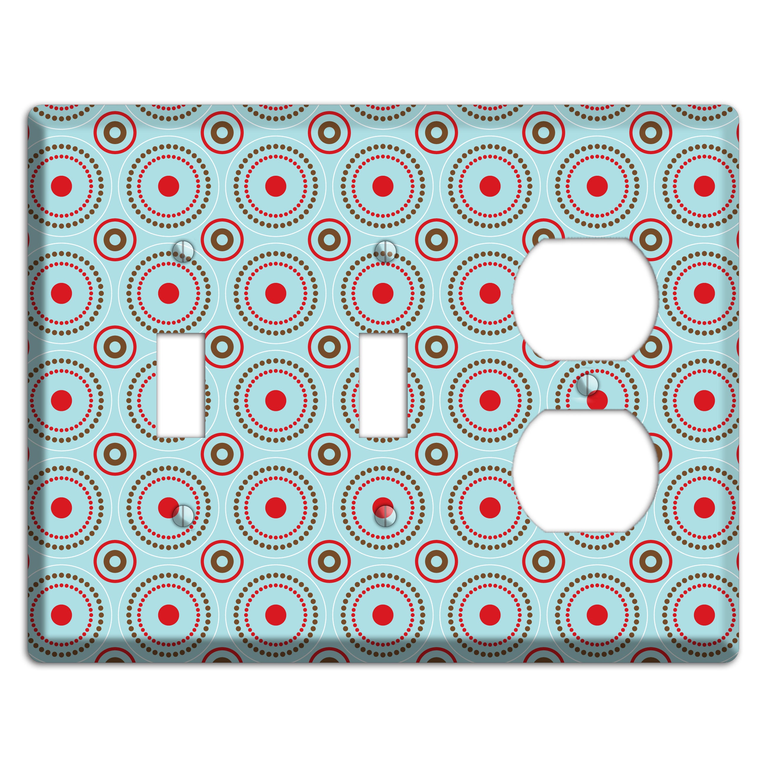 Dusty Blue with Red and Brown Retro Suzani 2 Toggle / Duplex Wallplate