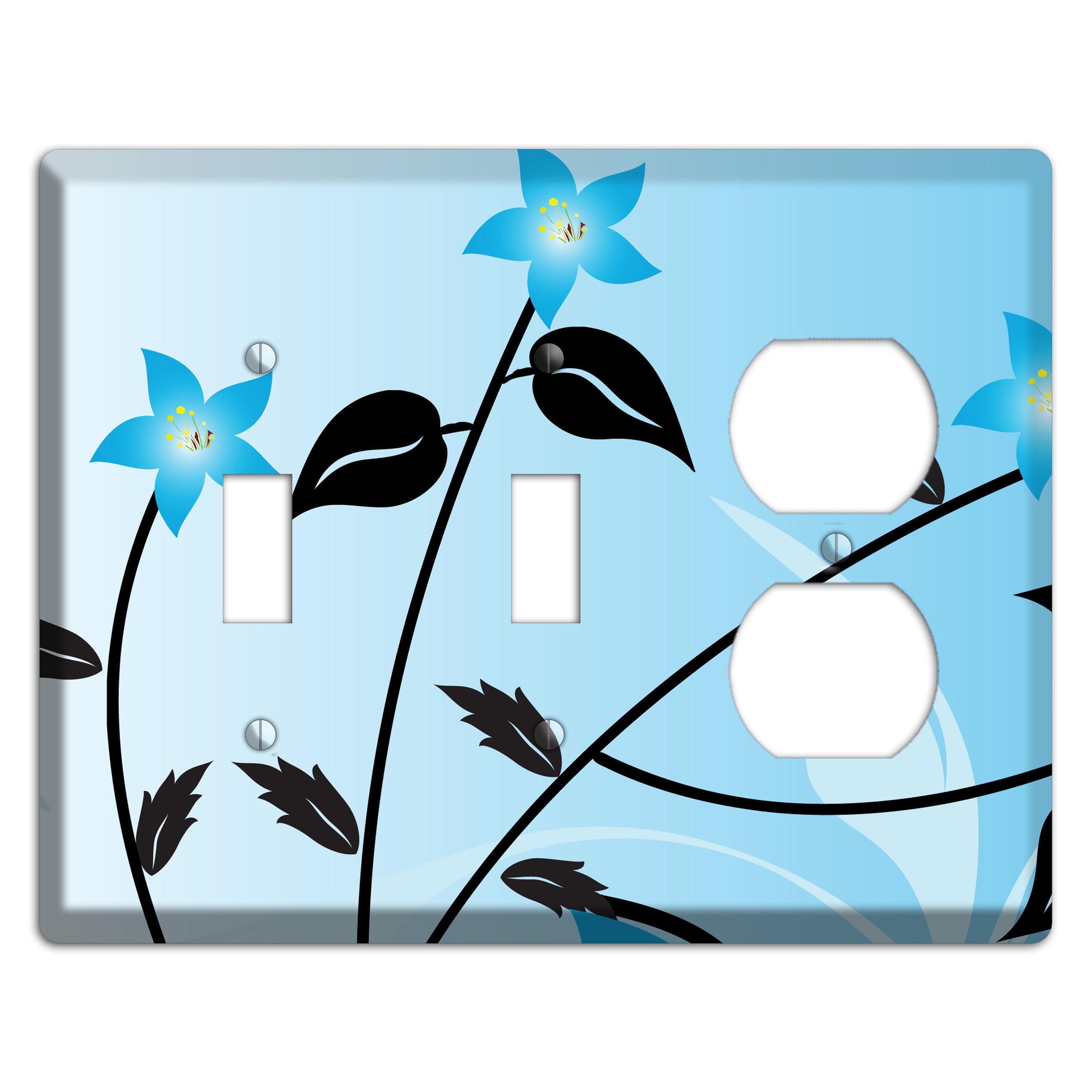 Blue Double Sprig 2 Toggle / Duplex Wallplate