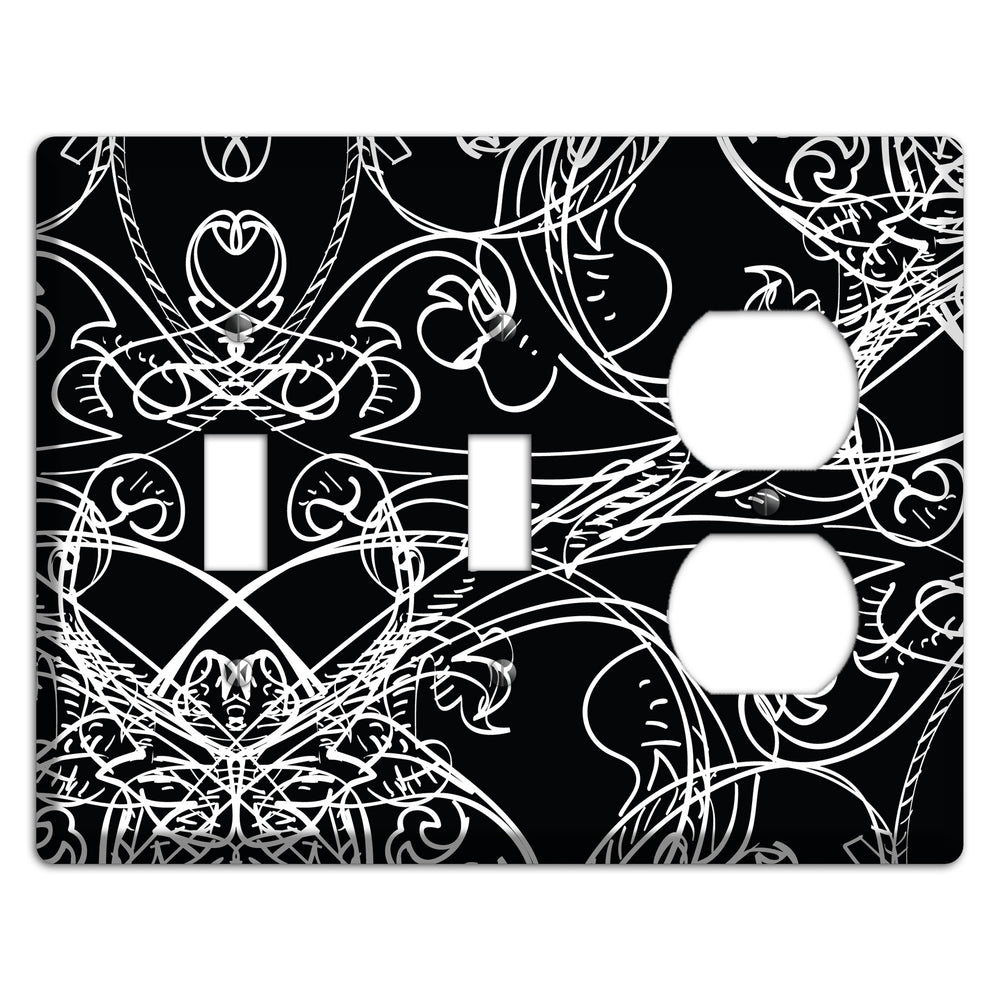 Black Deco Sketch 2 Toggle / Duplex Wallplate