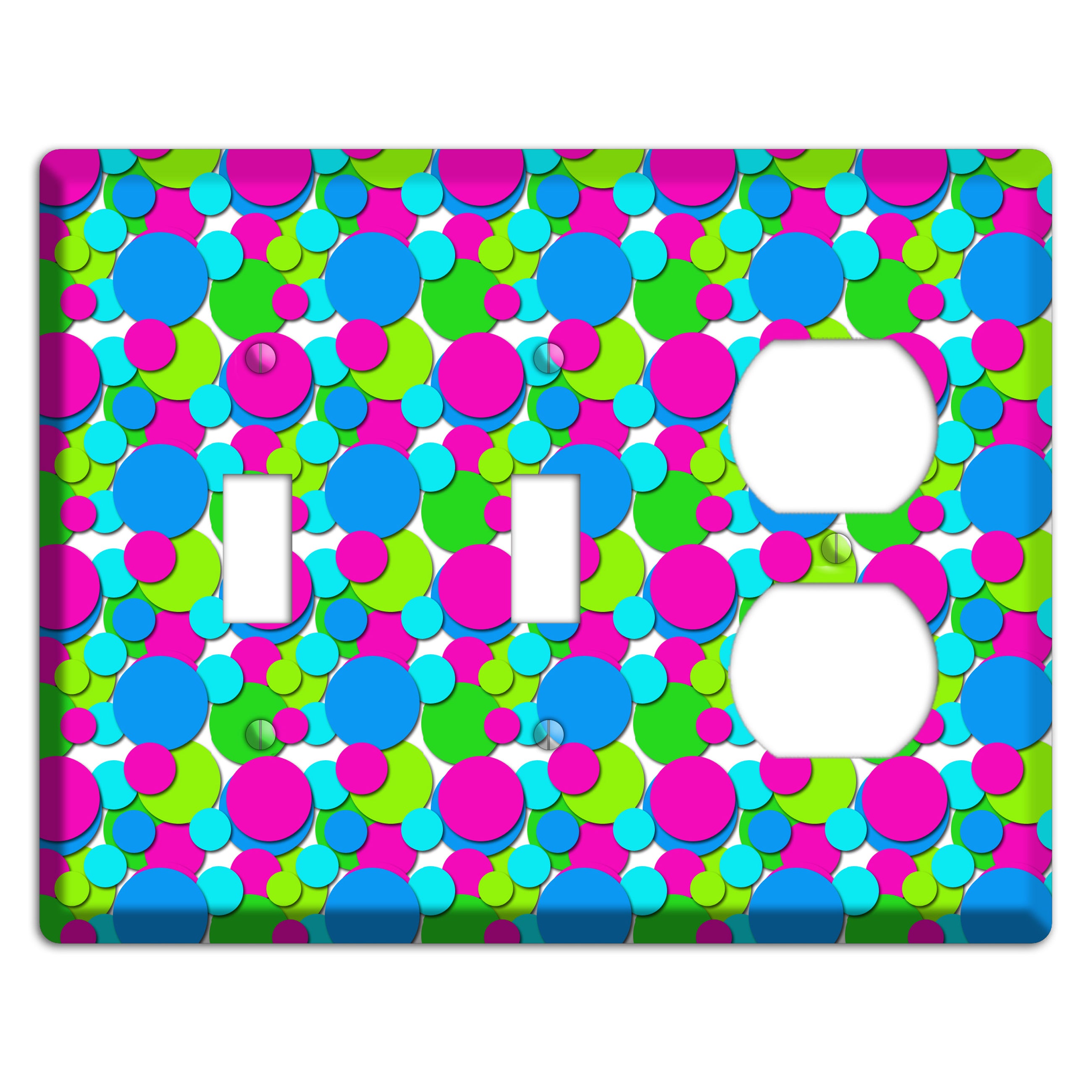 Fuschia Lime Blue Bubble Dots 2 Toggle / Duplex Wallplate