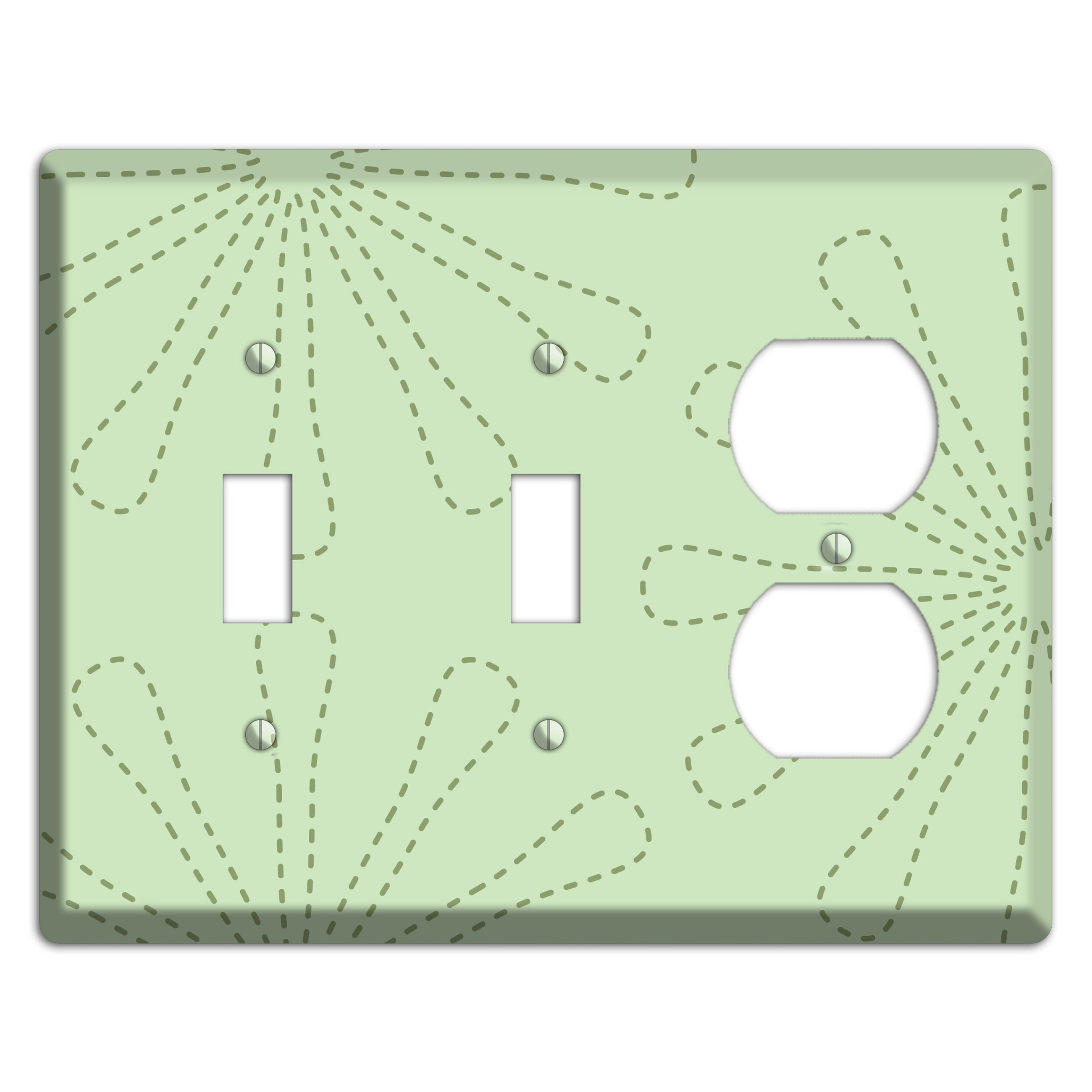 Sage Retro Stipple Floral Contour 2 Toggle / Duplex Wallplate