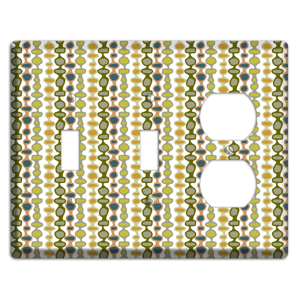 Multi Olive and Mustard Bead and Reel 2 Toggle / Duplex Wallplate