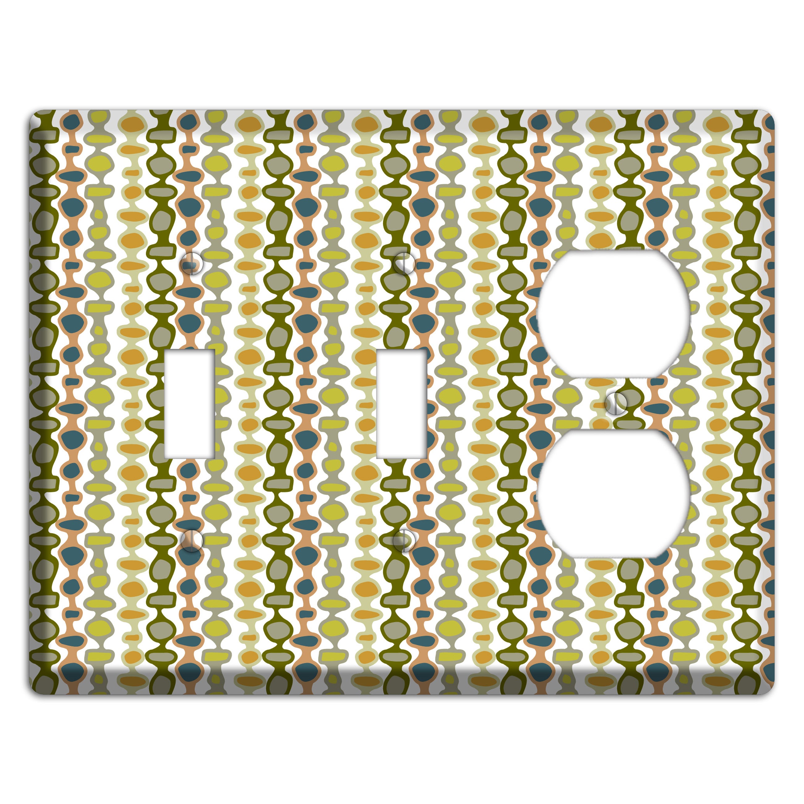 Multi Olive and Mustard Bead and Reel 2 Toggle / Duplex Wallplate