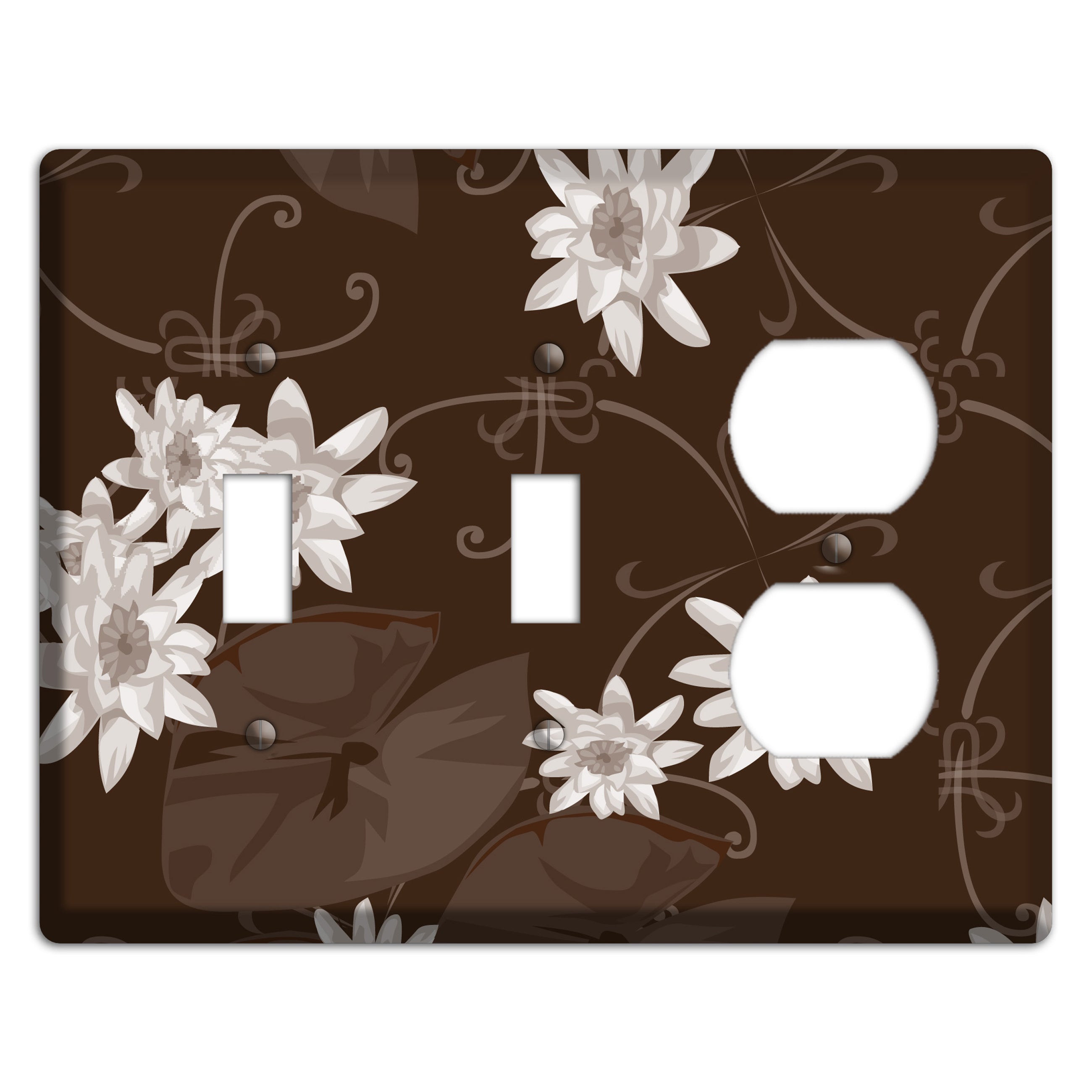 Brown with White Blooms 2 Toggle / Duplex Wallplate