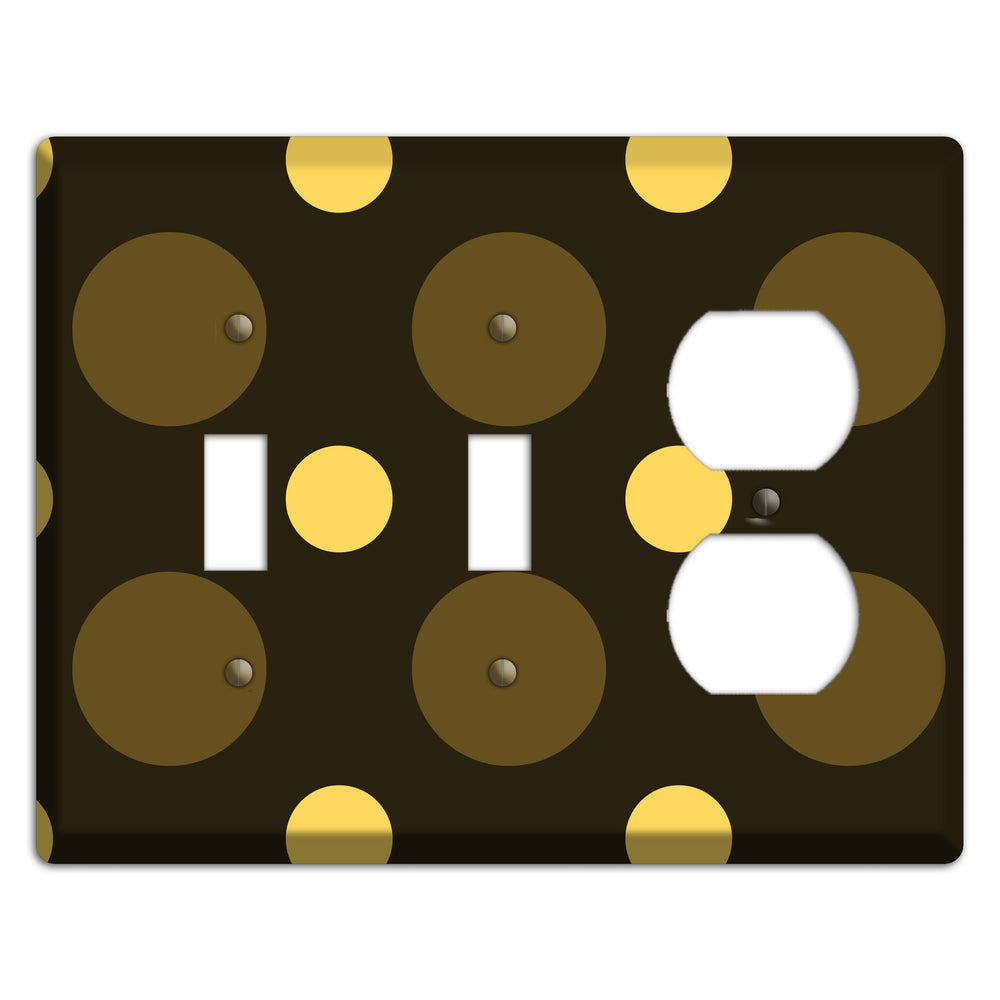 Brown with Brown and Yellow Multi Medium Polka Dots 2 Toggle / Duplex Wallplate