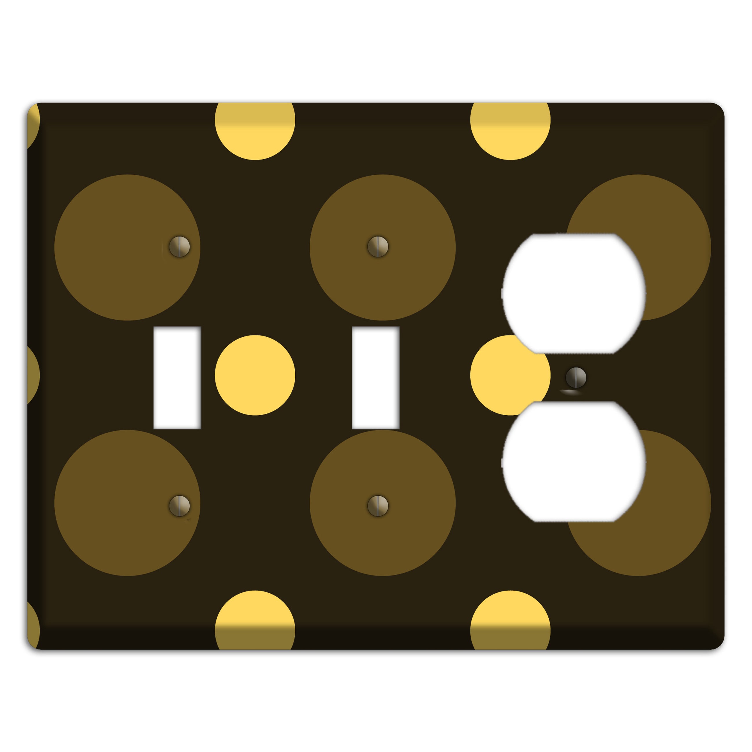 Brown with Brown and Yellow Multi Medium Polka Dots 2 Toggle / Duplex Wallplate