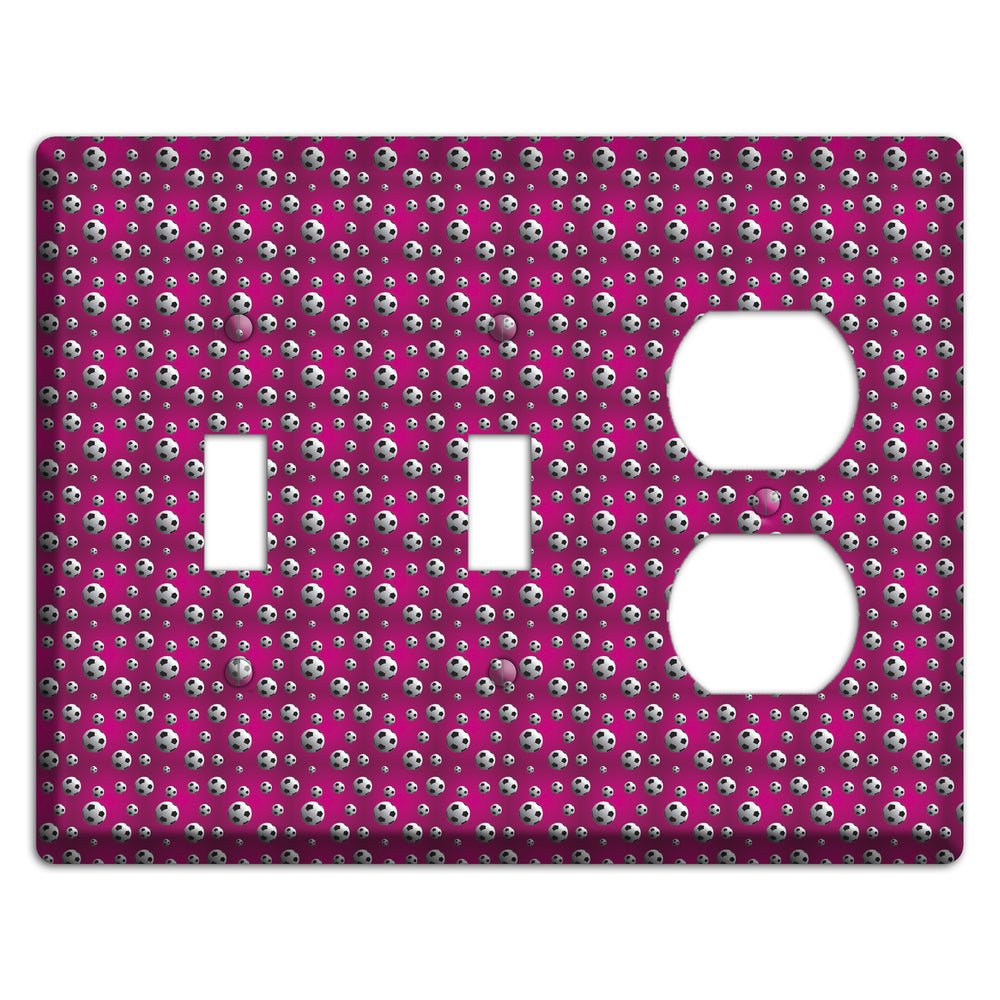 Fuschia with Soccer Balls 2 Toggle / Duplex Wallplate